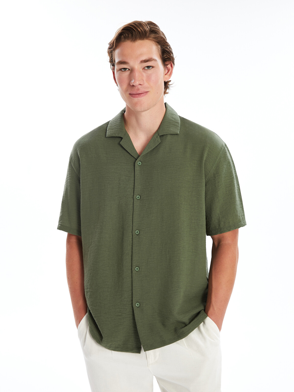 XSIDE Regular Fit Kısa Kollu Poplin Erkek Gömlek - S4GC53Z8-GUY