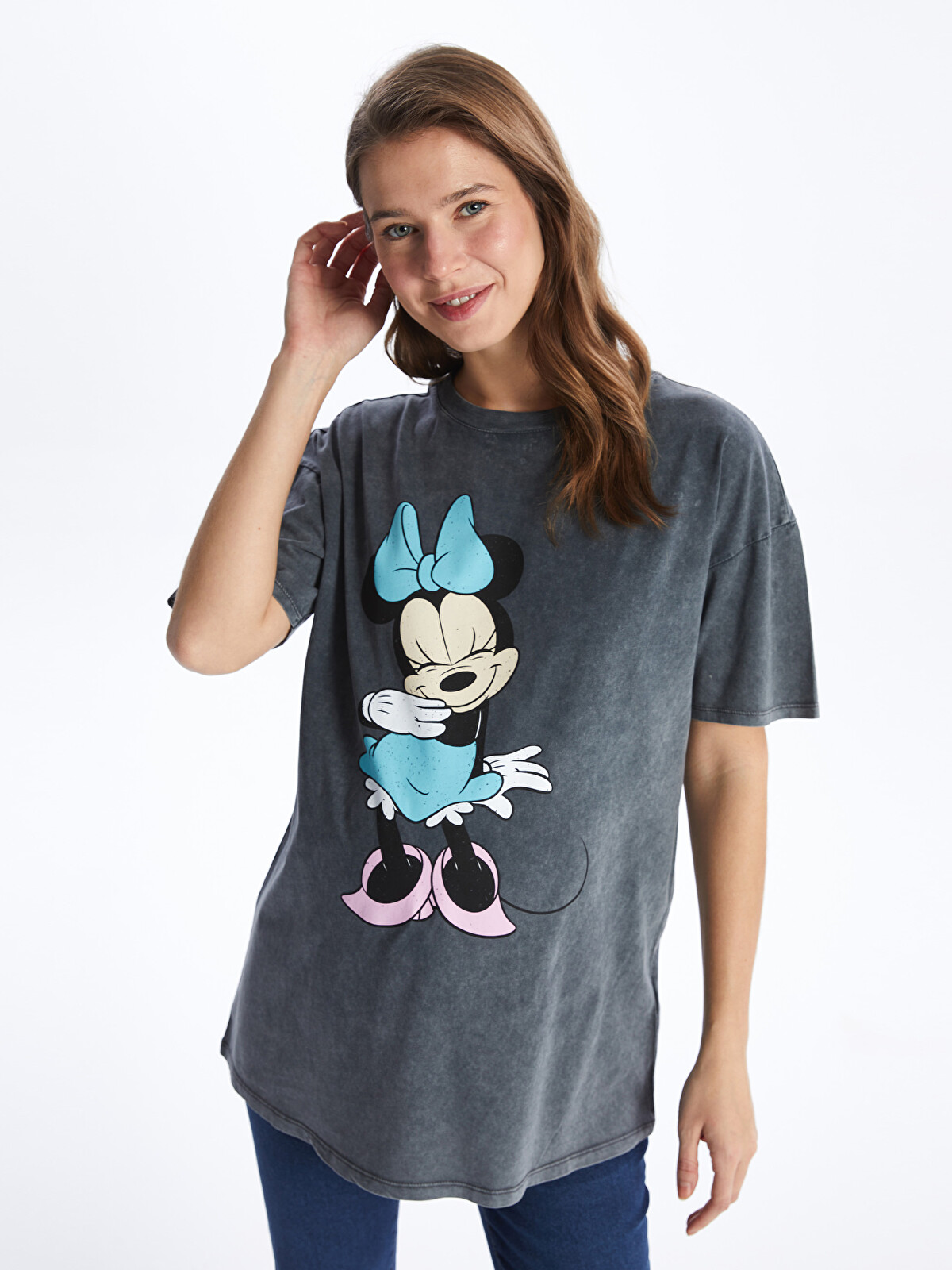 Lクリンminnie LCWAIKIKI Maternity Crew Neck Minnie Mouse Printed Short Sleeve