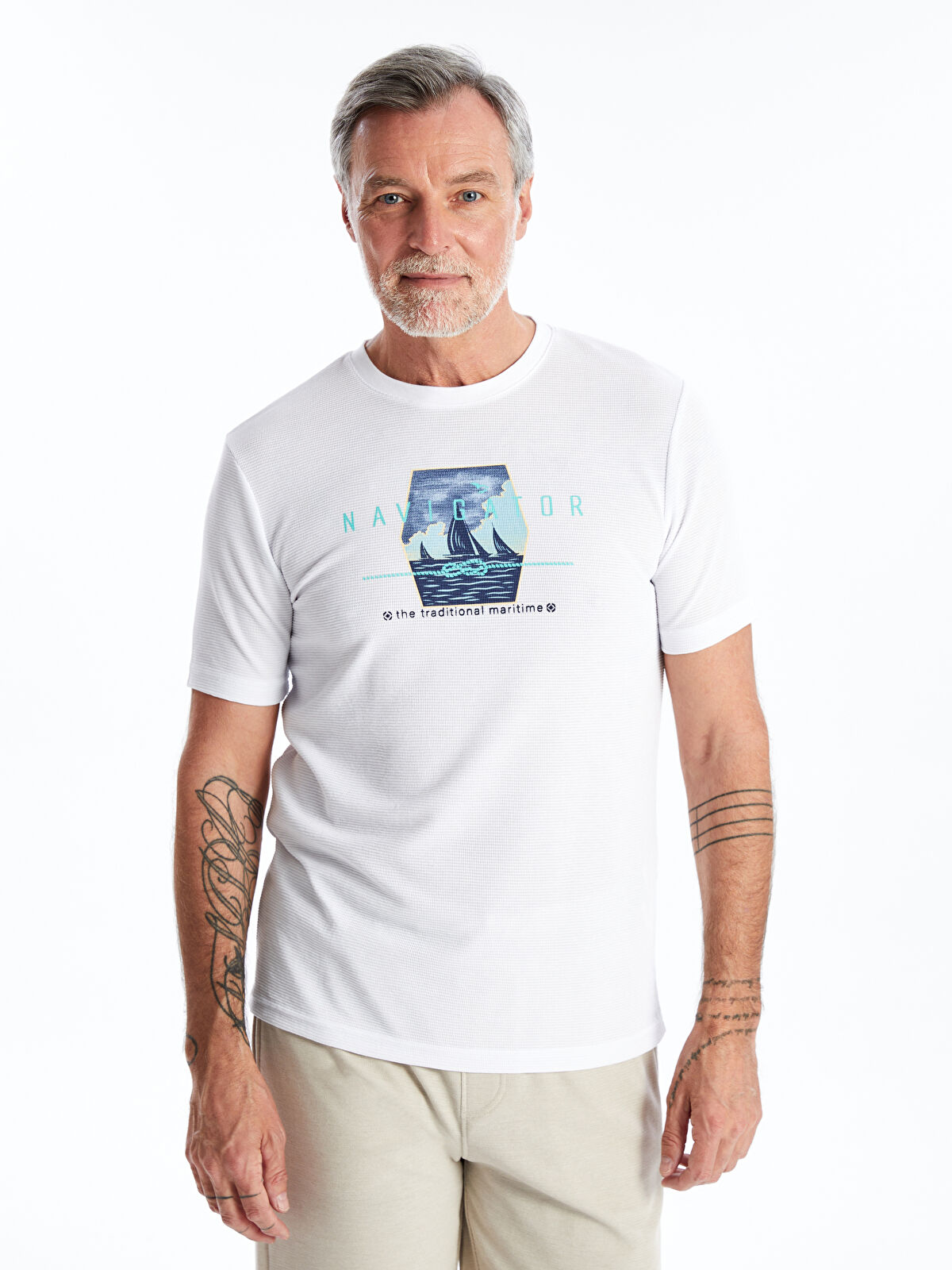 サイトスケープ　デザイン半袖シャツ　Sサイズ SOUTHBLUE Crew Neck Short Sleeve Printed Men's Structured T