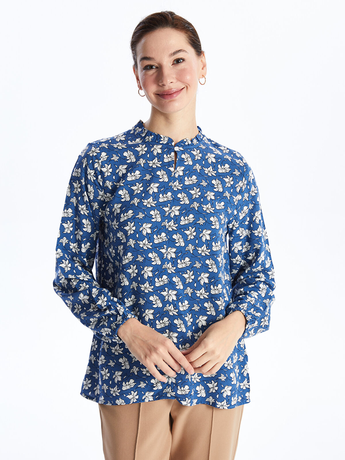 売れ筋商品|||ランズエンド カットソー トップス レディース Women's Elbow Sleeve Lightweight Jersey Side Tie Blouse Sapphire gem flower patch Women's Elbow Sleeve Lightweight Jersey Side Tie Blouse