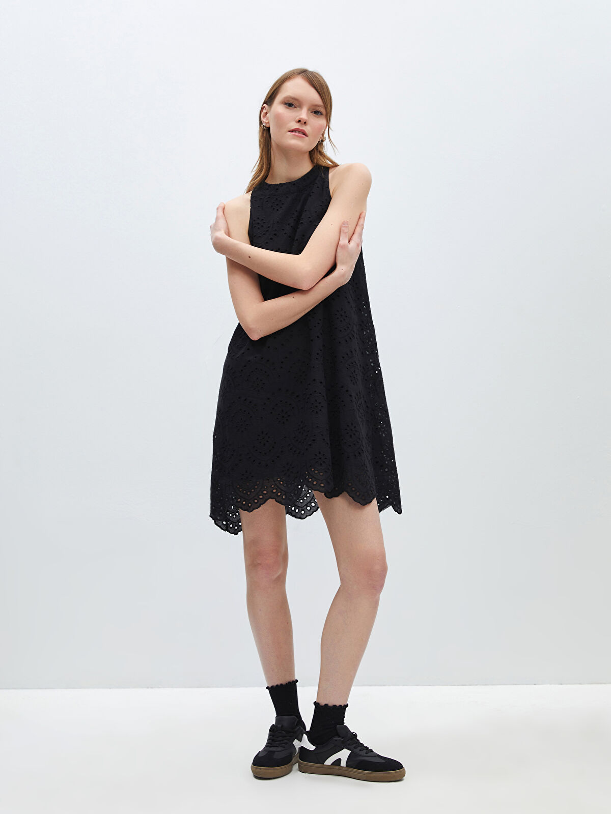 Crew Neck Patterned Women's Dress -S4H513Z8-CVL - LC Waikiki
