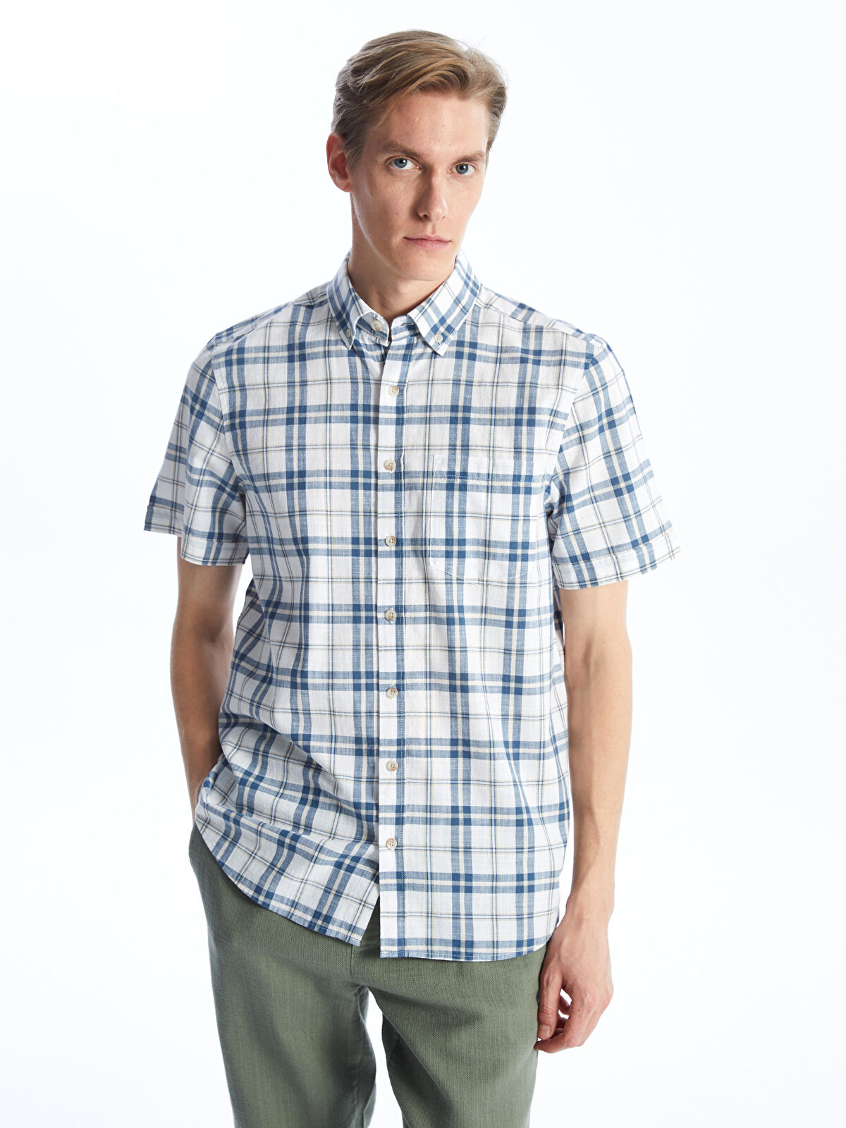 LCWAIKIKI Classic Regular Fit Short Sleeve Plaid Poplin