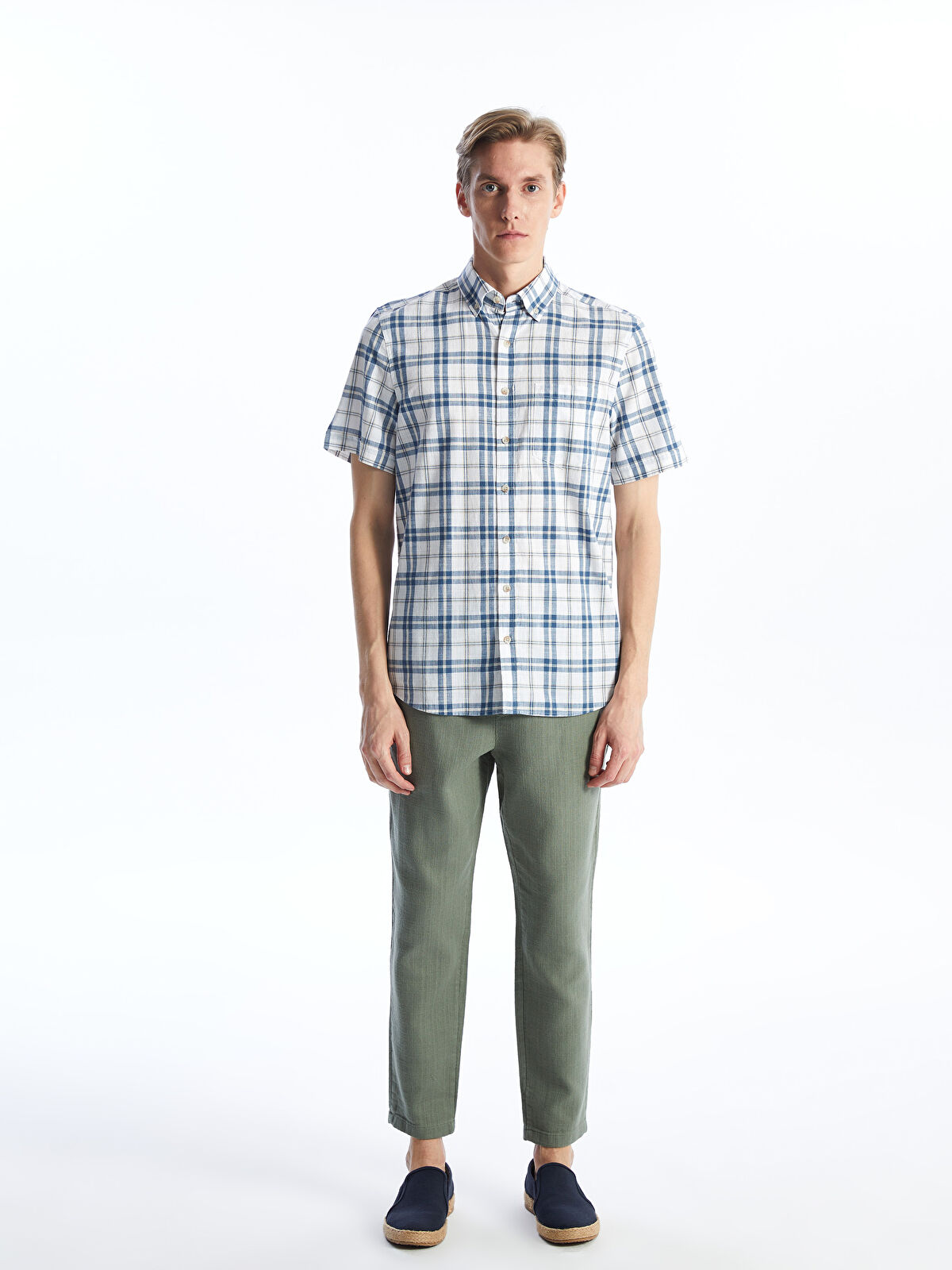 LCWAIKIKI Classic Regular Fit Short Sleeve Plaid Poplin