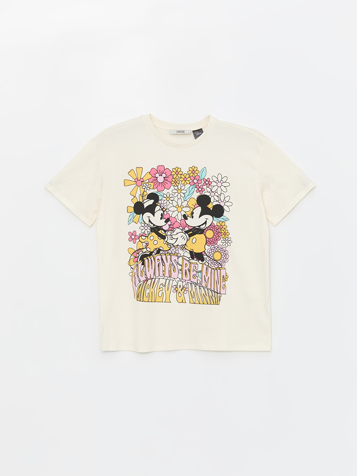XSIDE Bisiklet Yaka Mickey Mouse Baskılı Kısa Kollu Kadın Tişört
