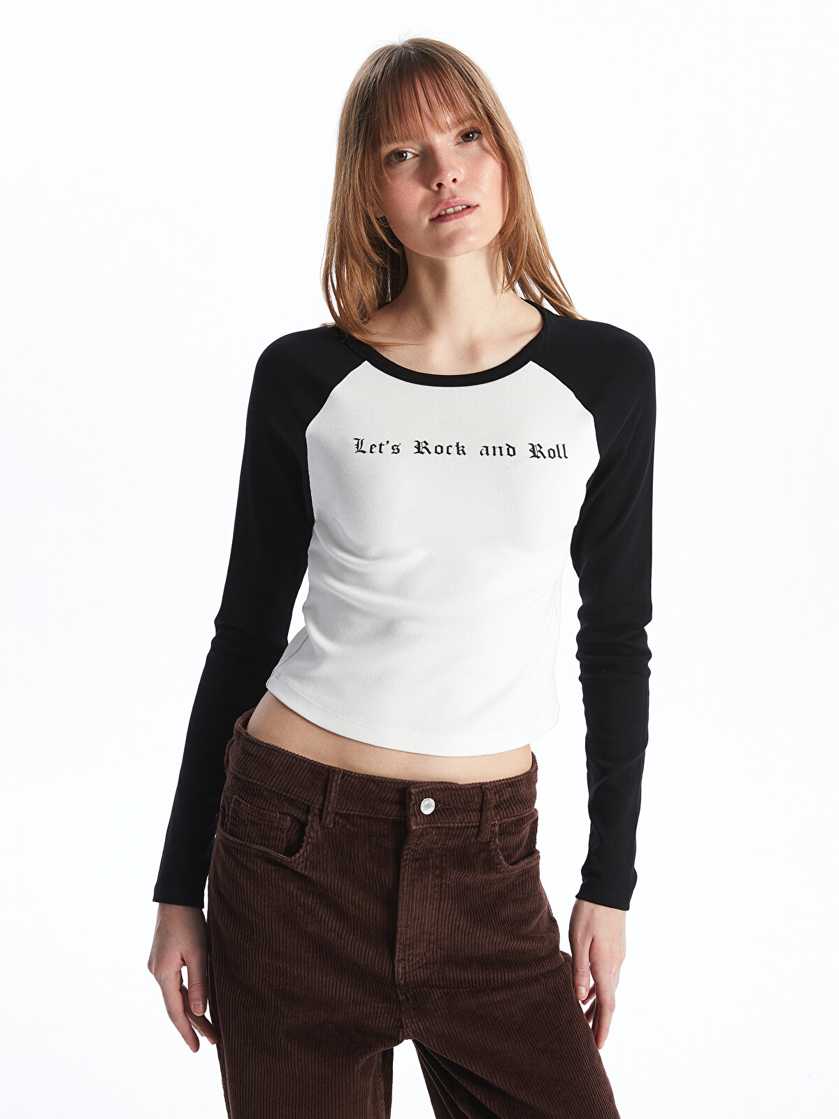 XSIDE Crew Neck Printed Long Sleeve Women's T-Shirt - S4HN01Z8-R9J