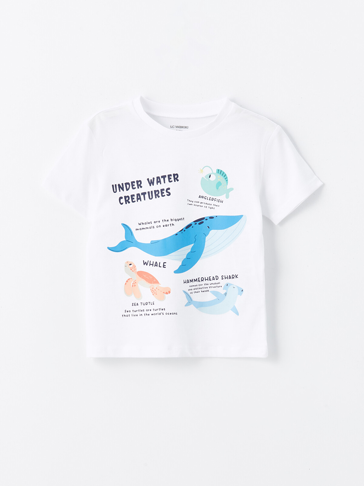 LCW Kids Yeşil Bisiklet Yaka Kısa Kollu Baskılı Erkek Bebek Tişört