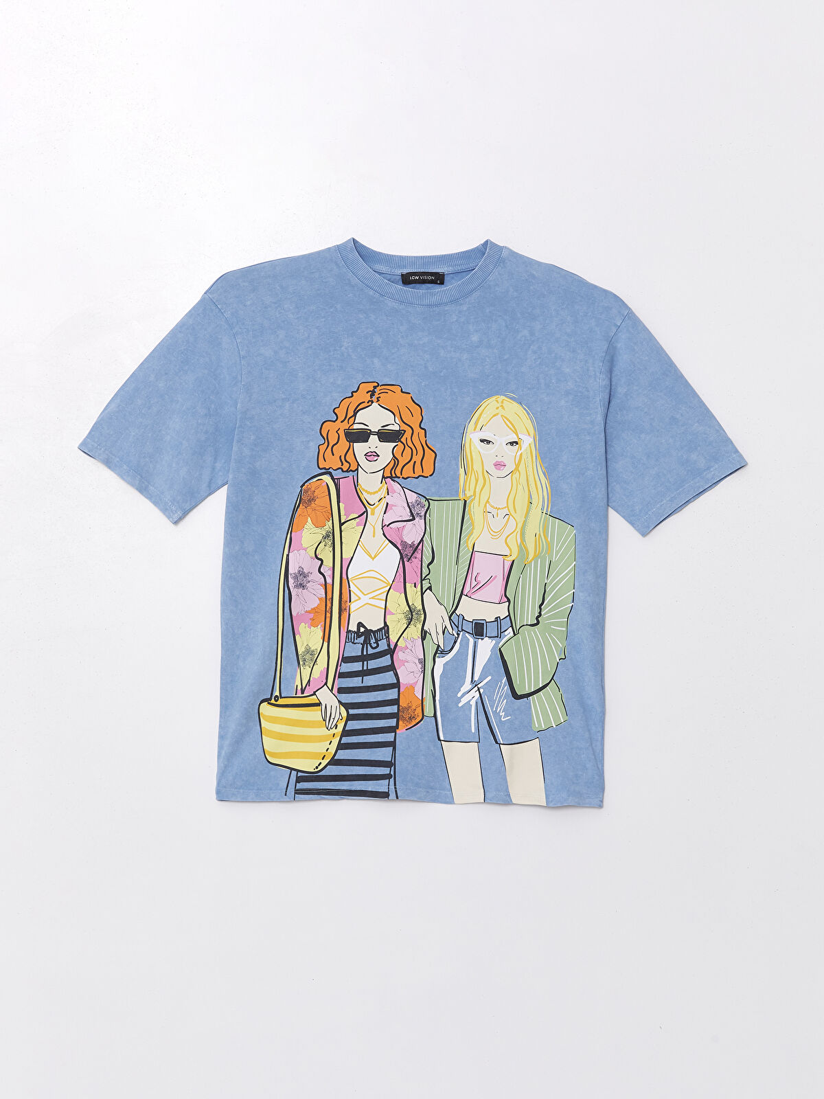 Crew Neck Printed Short Sleeve Oversize Women's T-Shirt