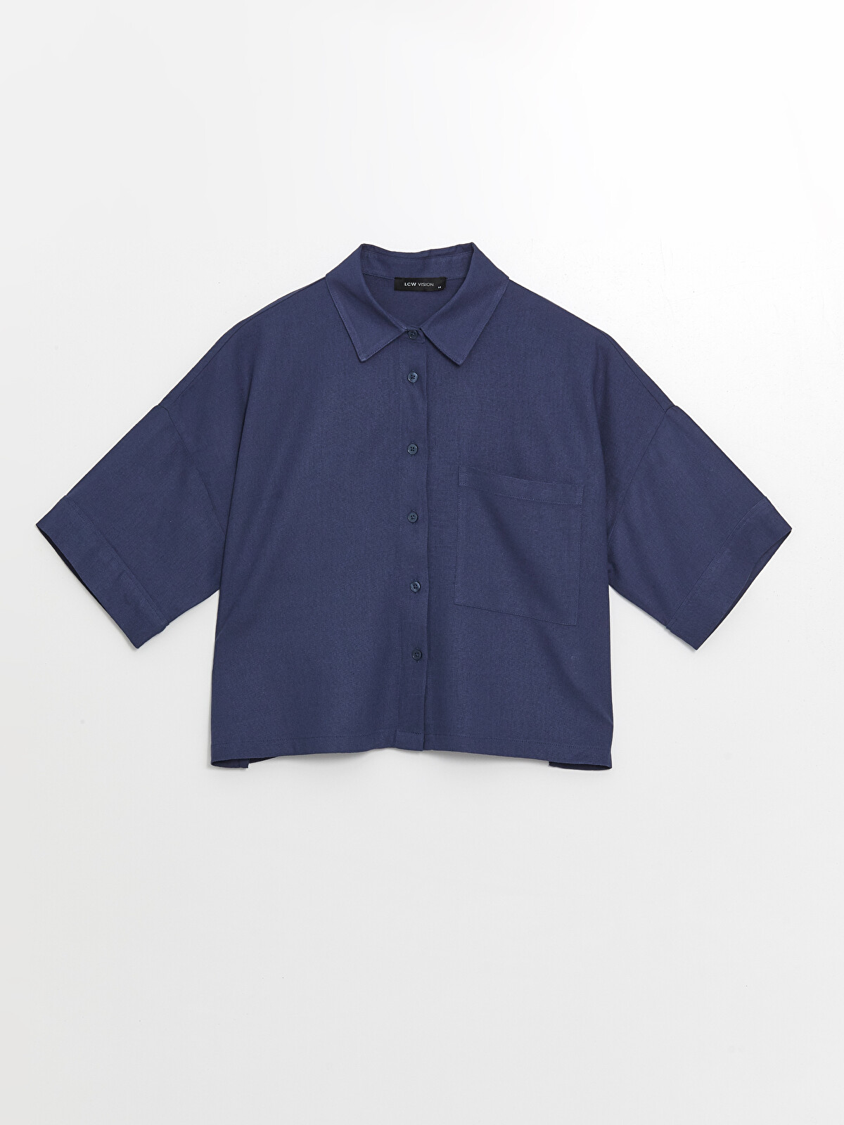 LCW Vision Plain Oversize Crop Linen Blend Women's Shirt