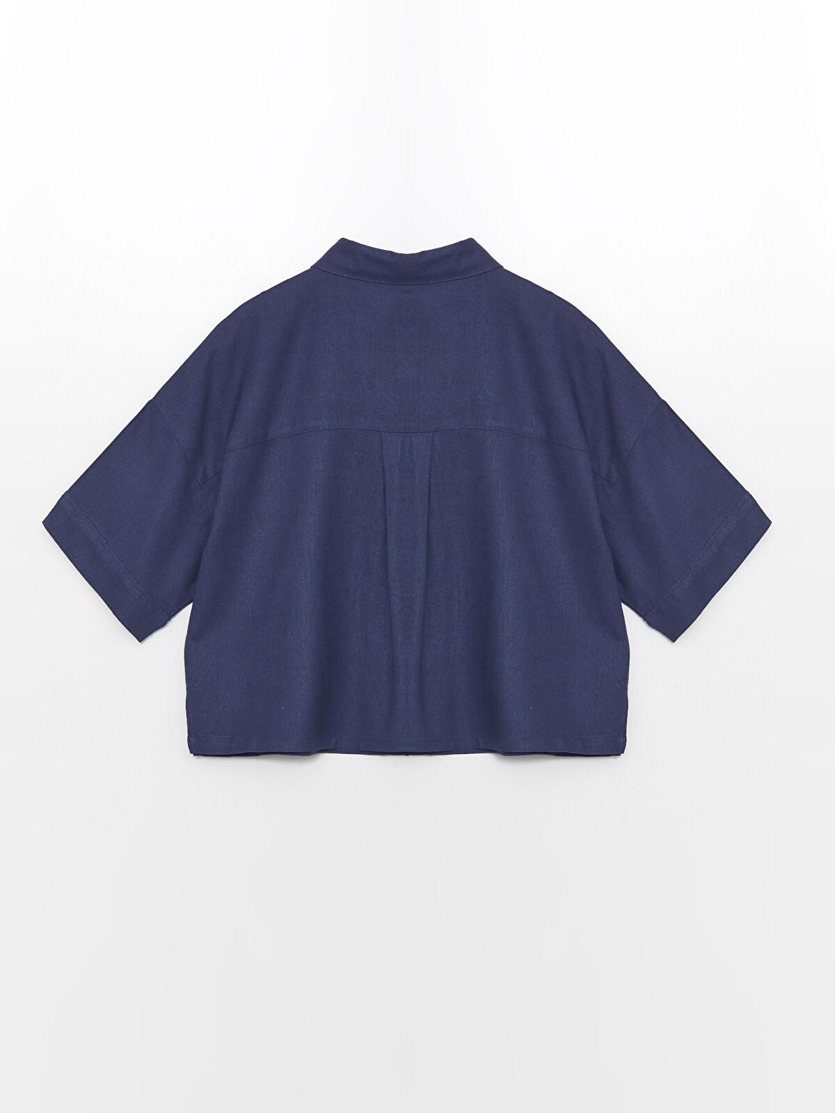 LCW Vision Plain Oversize Crop Linen Blend Women's Shirt