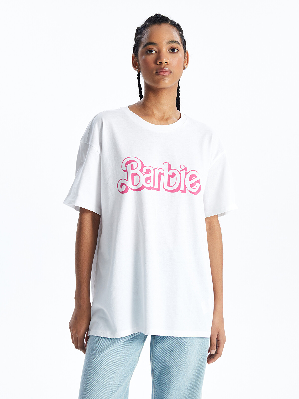 希少！美品★＆ellecyの面シャツ☆Mサイズ★エルシー XSIDE Crew Neck Barbie Printed Short Sleeve Women's T-shirt