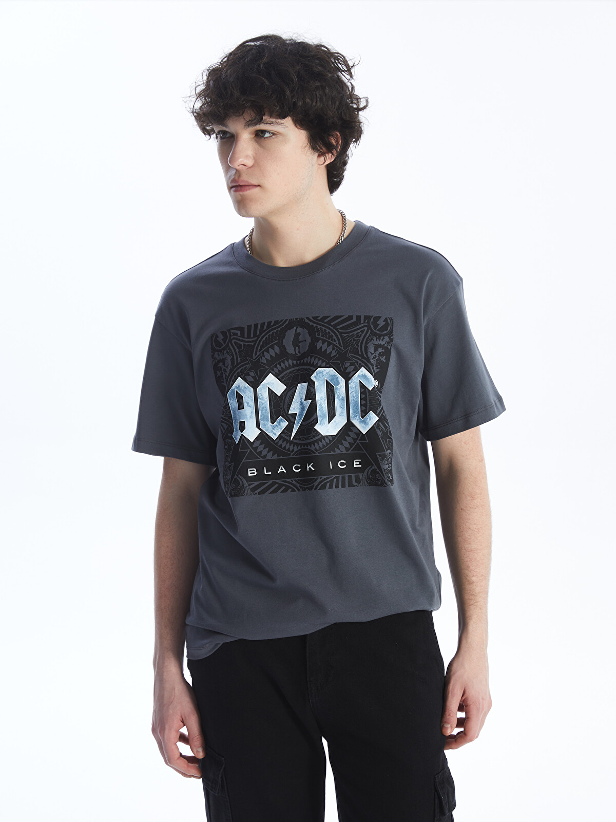 XSIDE Crew Neck Short Sleeve AC/DC Printed Jersey Men's T-Shirt