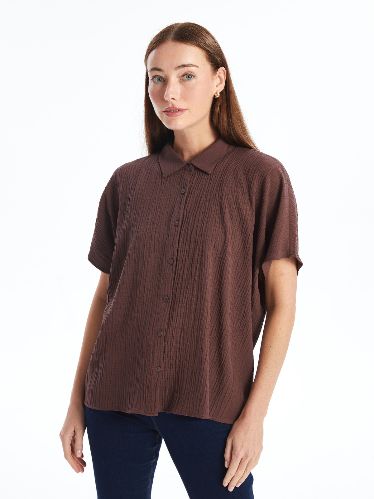 LCWAIKIKI Classic Short Sleeve Oversize Women's Shirt - S4JJ18Z8