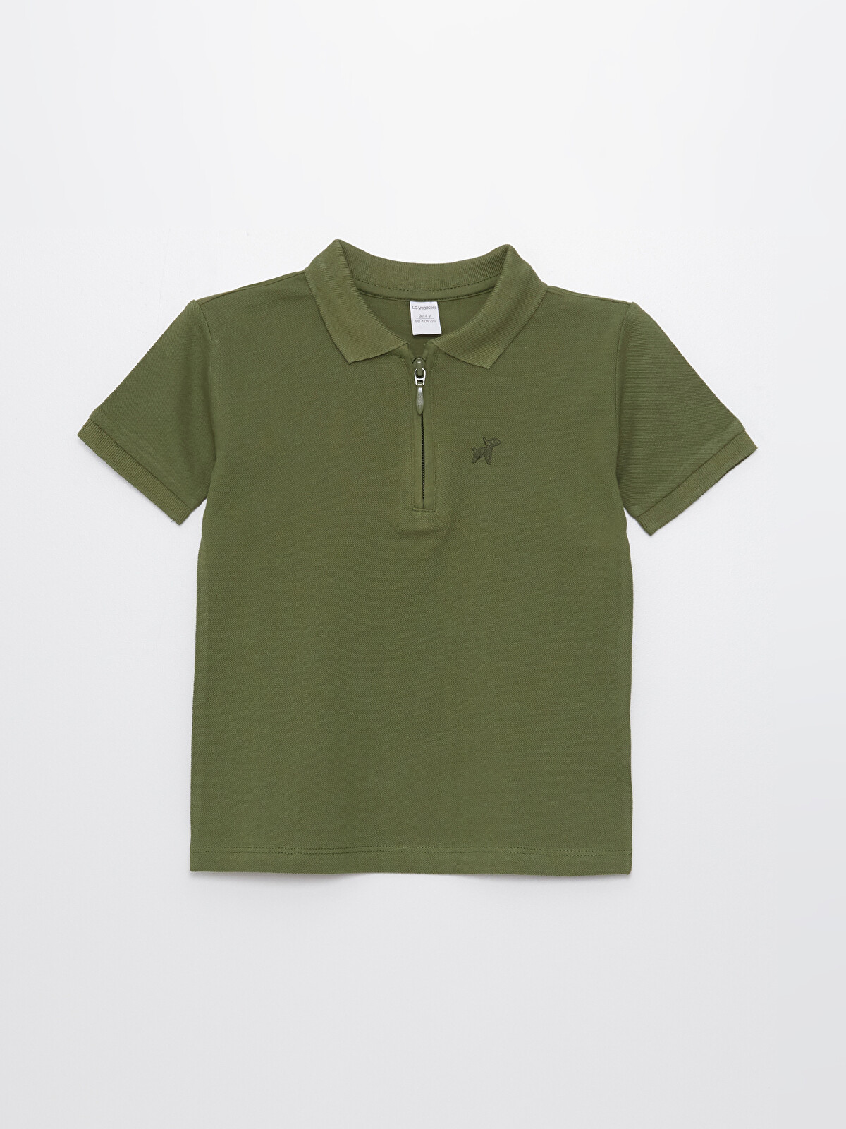 LCW Kids Haki Polo Yaka Nakışlı Kısa Kollu Erkek Bebek Tişört