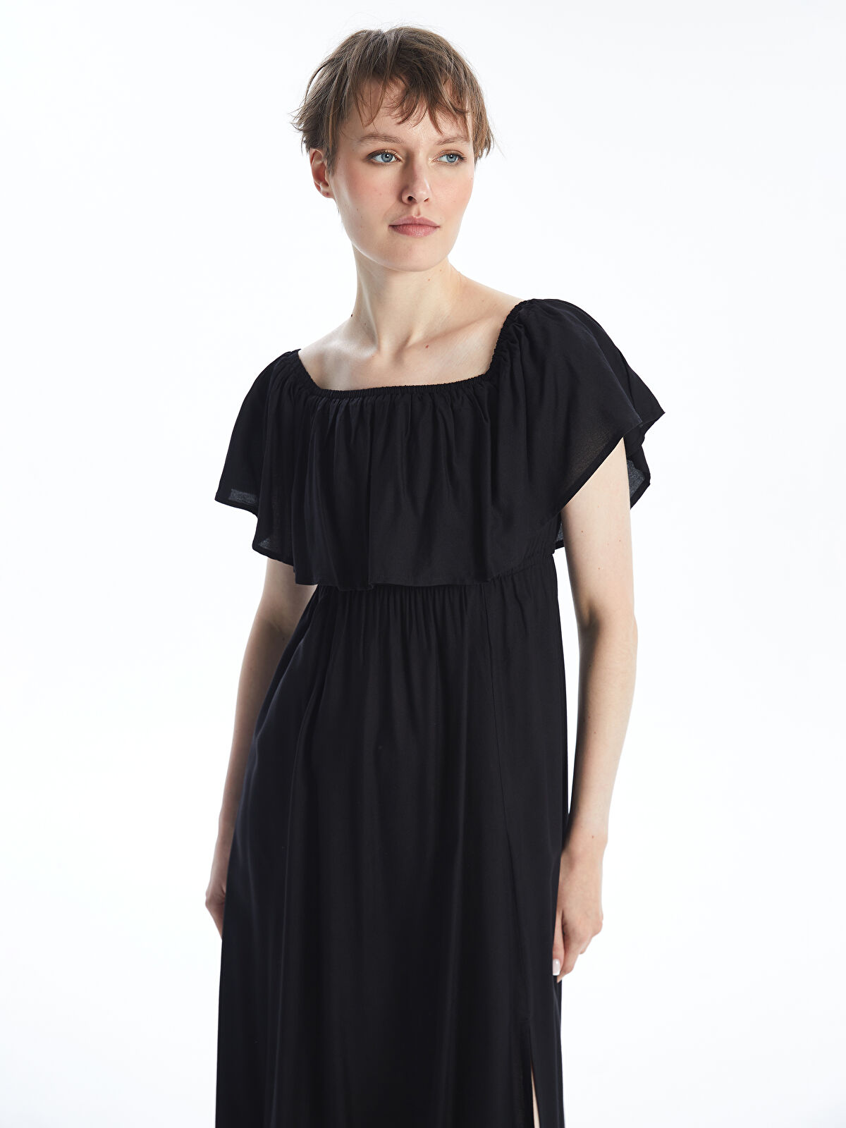 sariさま ご連絡用 LCW Vision Slash Neck Plain Short Sleeve Women's Dress