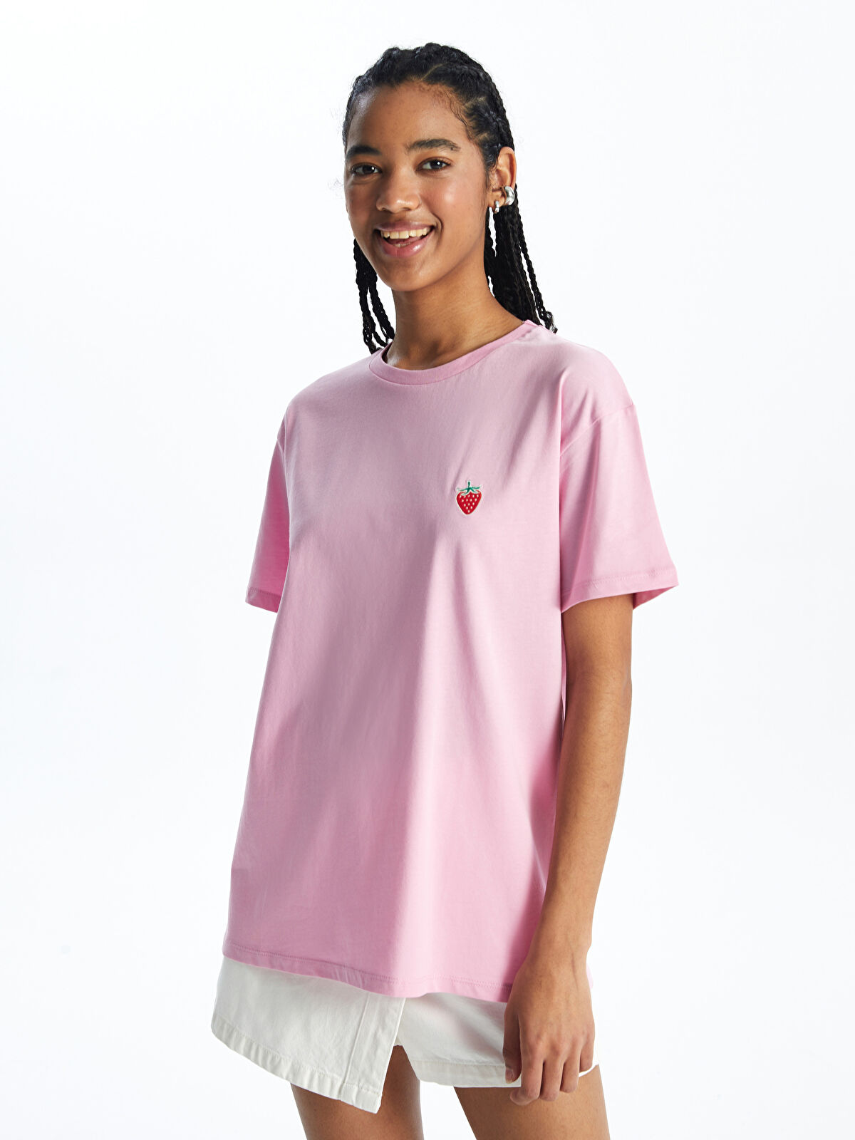 XSIDE Crew Neck Embroidered Short Sleeve Women's T-Shirt