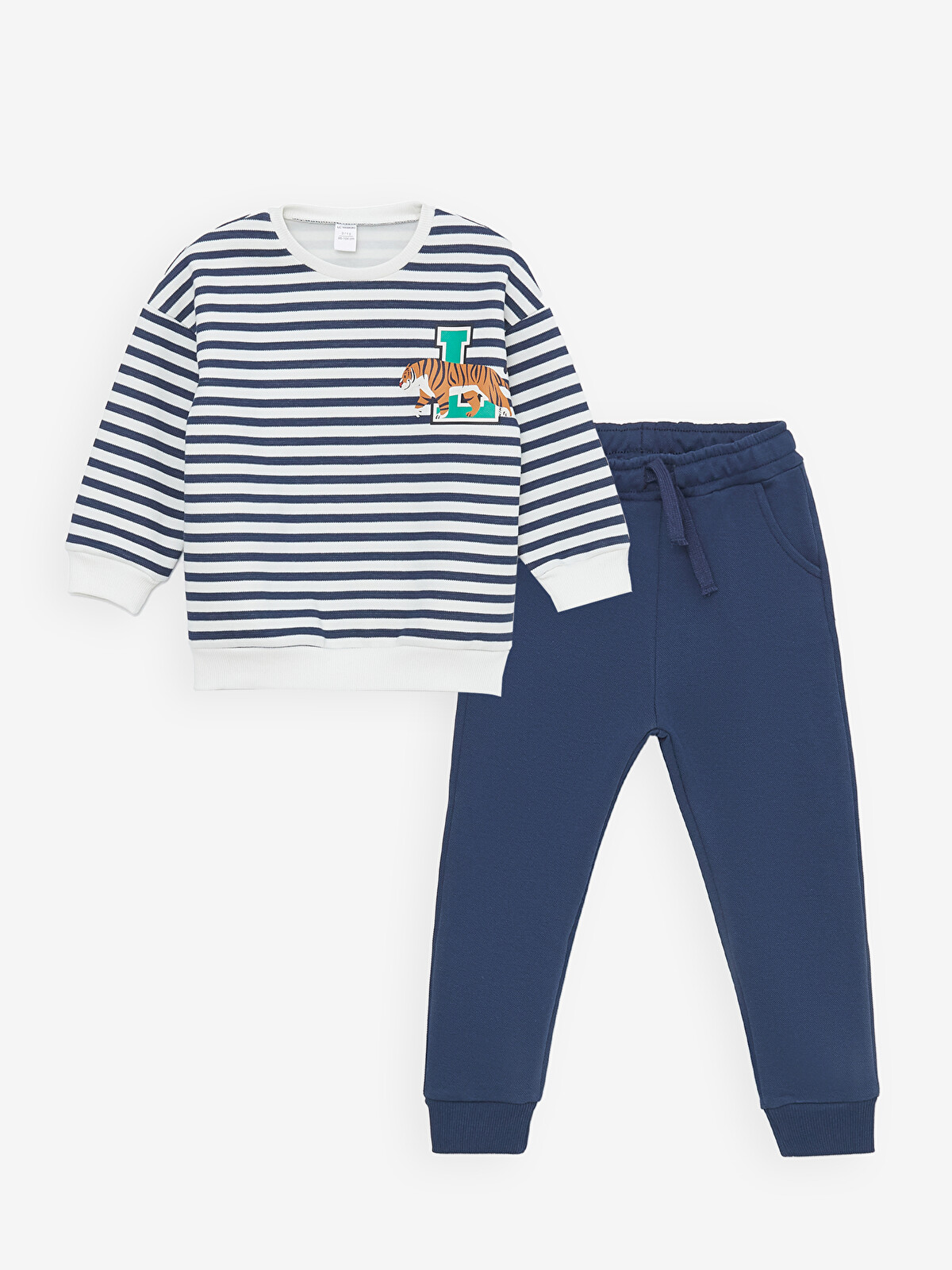 【Y。ページ】 LCW Kids Bisiklet Yaka Uzun Kollu Çizgili Erkek Bebek Sweatshirt