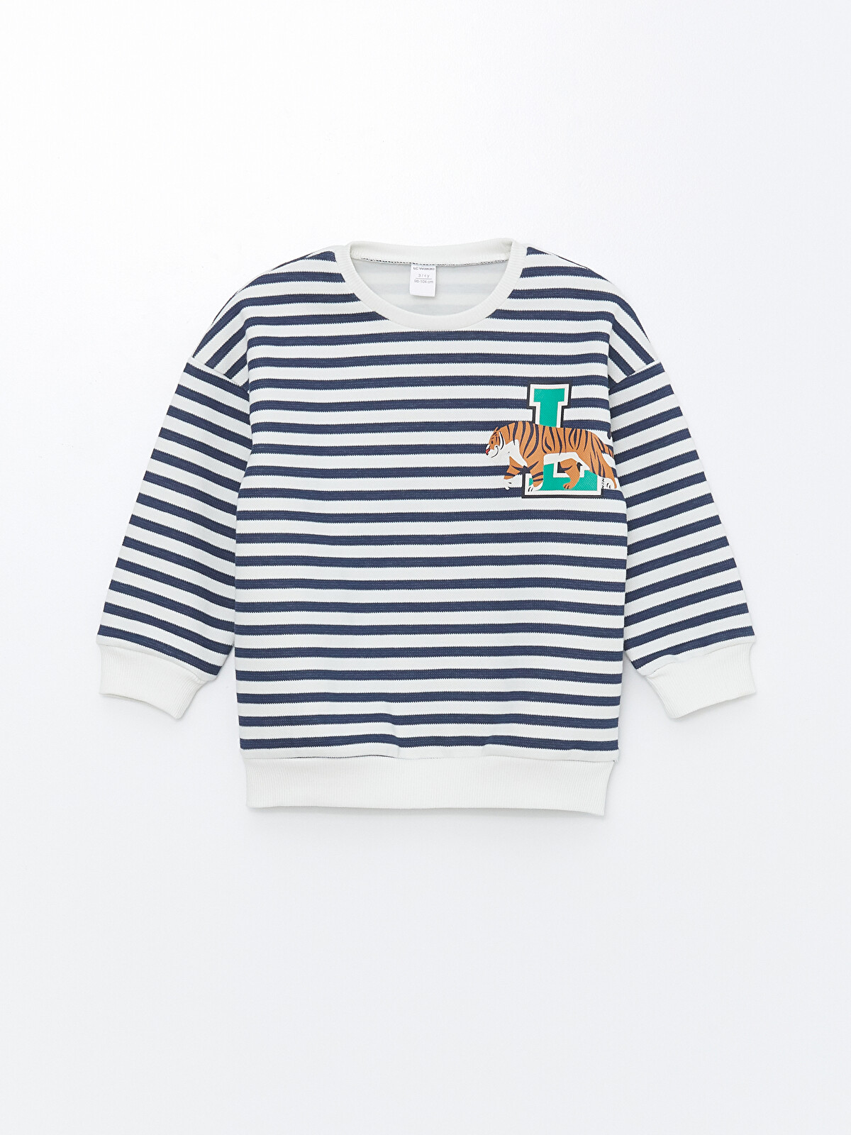 LCW Kids Bisiklet Yaka Uzun Kollu Çizgili Erkek Bebek Sweatshirt