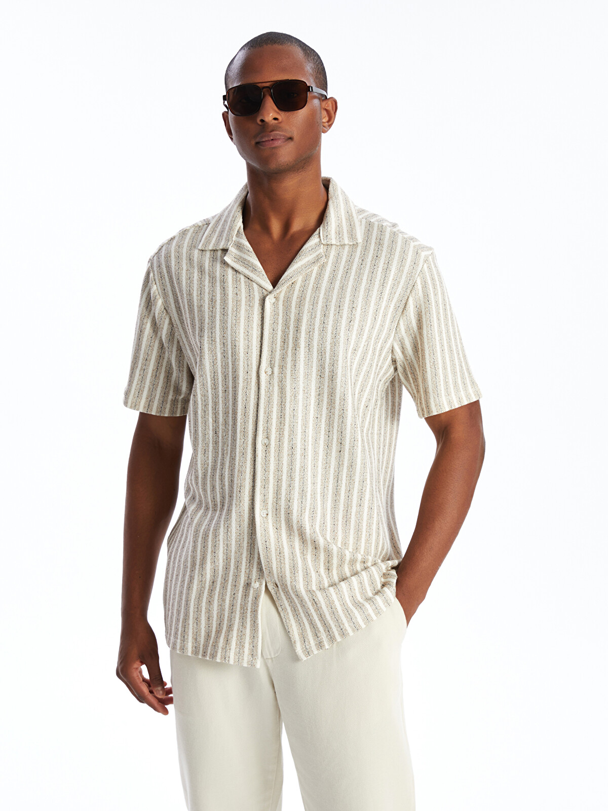 LCW Vision Regular Fit Short Sleeve Striped Men's Shirt - S4KT66Z8