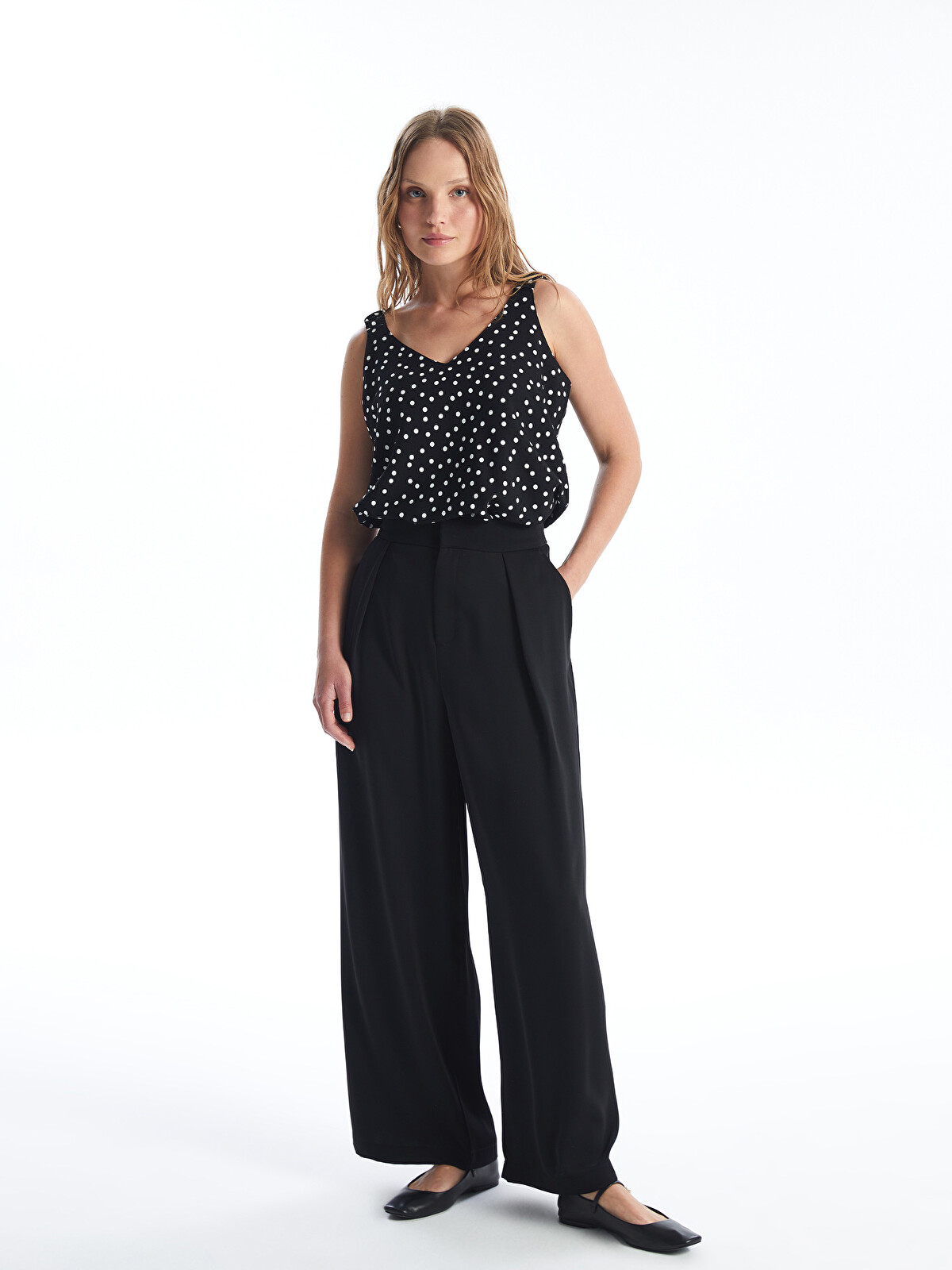 4*8様 TOUJOURS 2013-2014 FALL/WINTER ジャケッ LCWAIKIKI Classic Брюки-палаццо с эластичным поясом для женщин