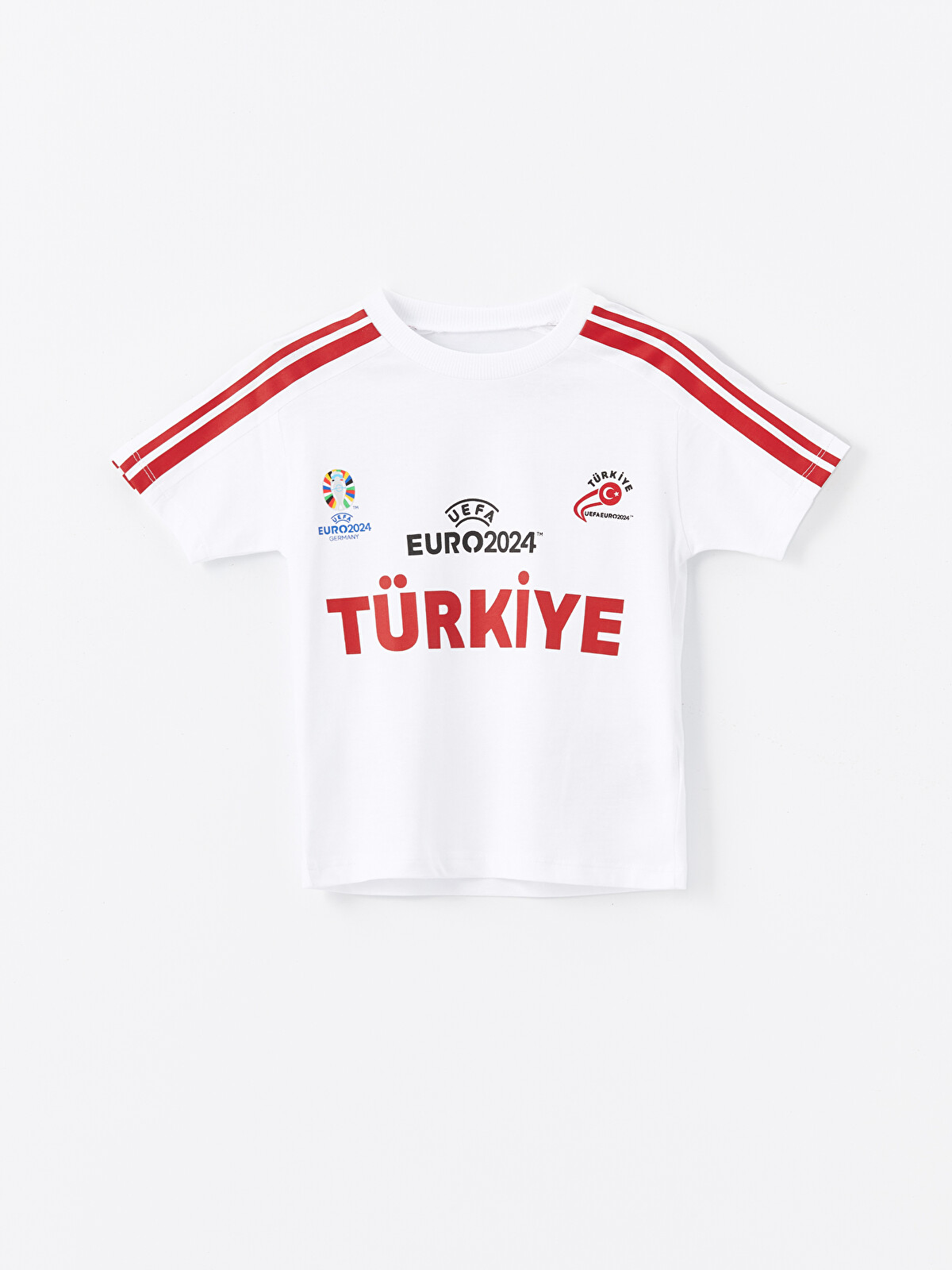 LCW Kids Beyaz Bisiklet Yaka Türkiye Baskılı Erkek Bebek Tişört