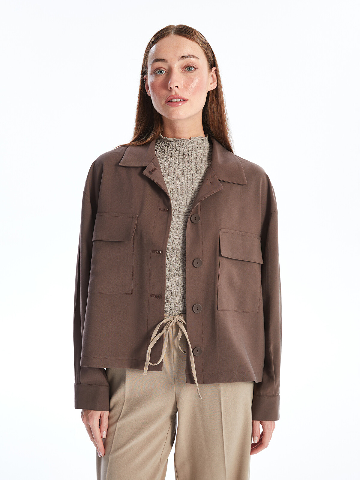 LCWAIKIKI Classic Collared Neck Oversize Women's Jacket - S4LQ73Z8