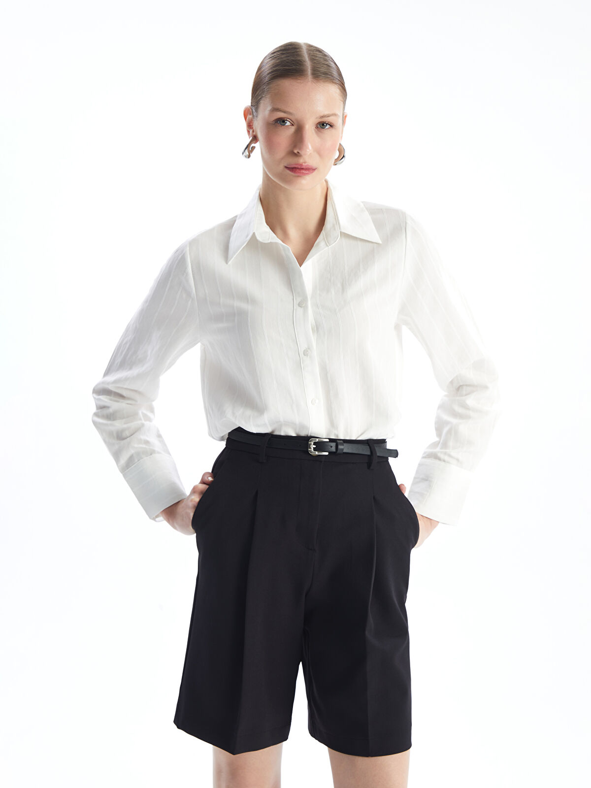 LC Waikiki Poplin Fabric - Striped Long Sleeve Women's Shirt