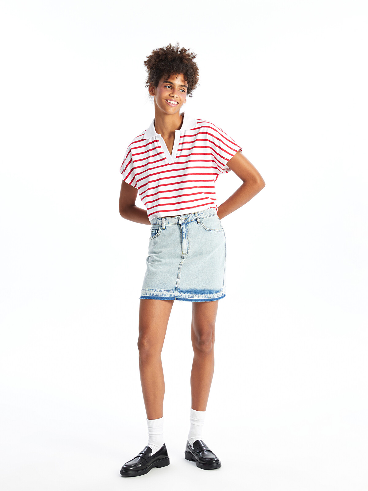 XSIDE Slim Fit Women's Denim Skirt - S4M165Z8-VYD | LC Waikiki