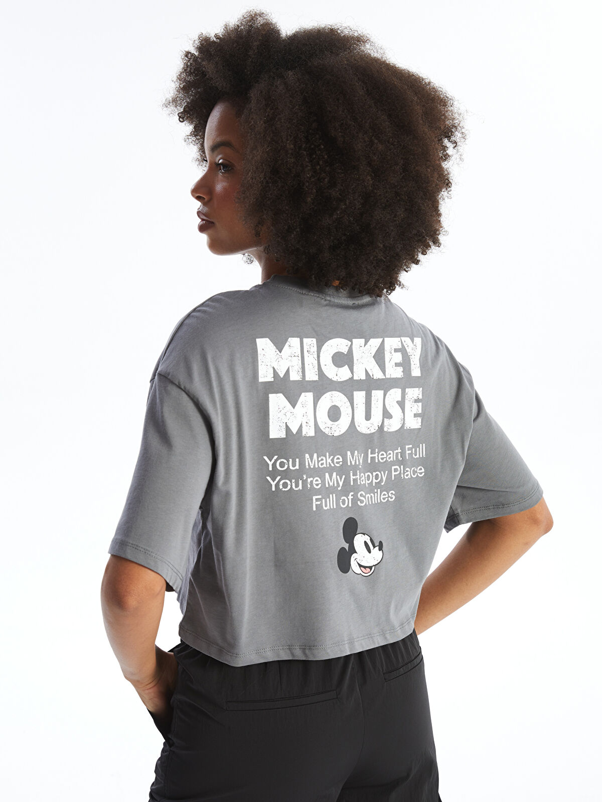 XSIDE Crew Neck Mickey Mouse Printed Short Sleeve Oversize