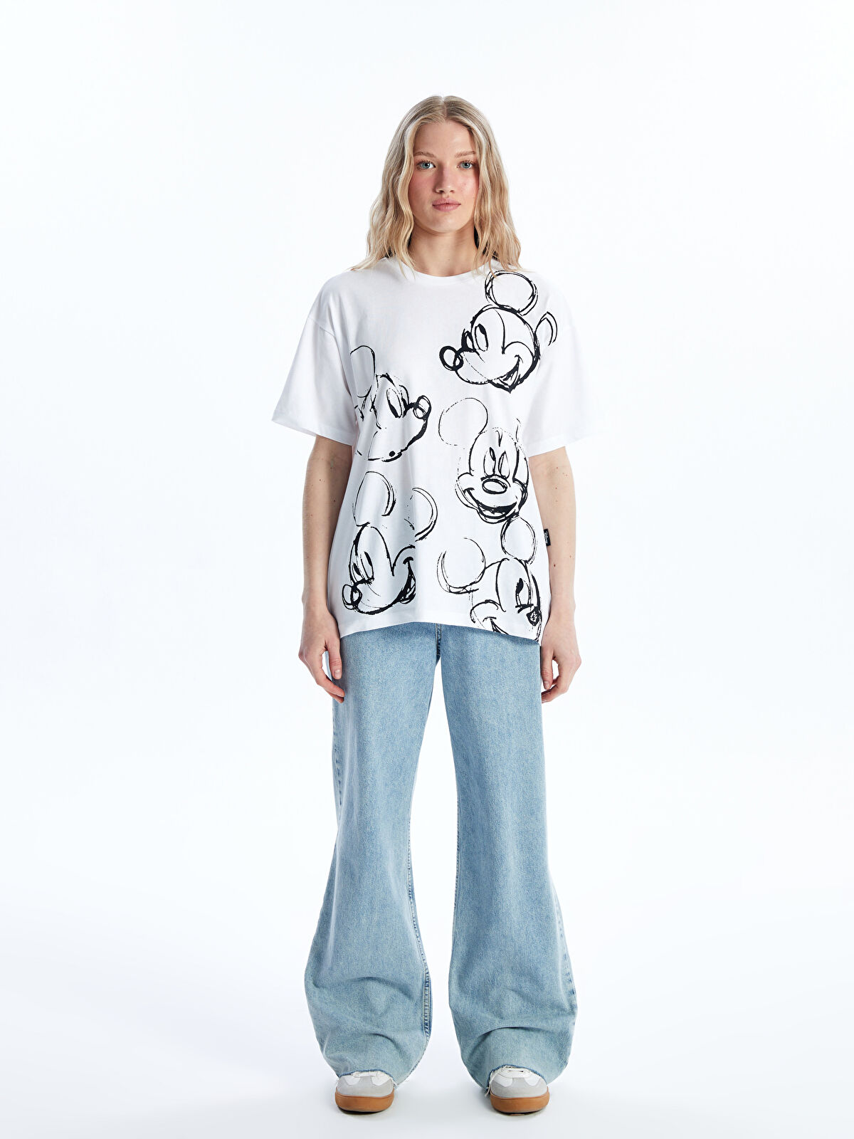mikiページ XSIDE Crew Neck Mickey Mouse Printed Short Sleeve Women's T