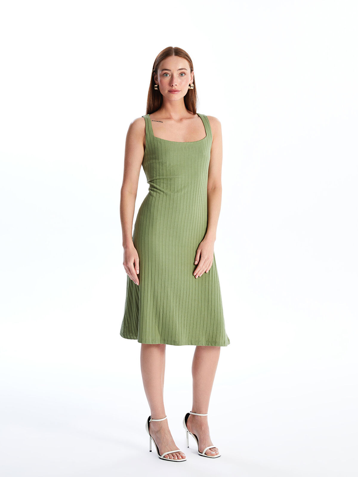 LCWAIKIKI Classic Women's Square Collar Plain Dress