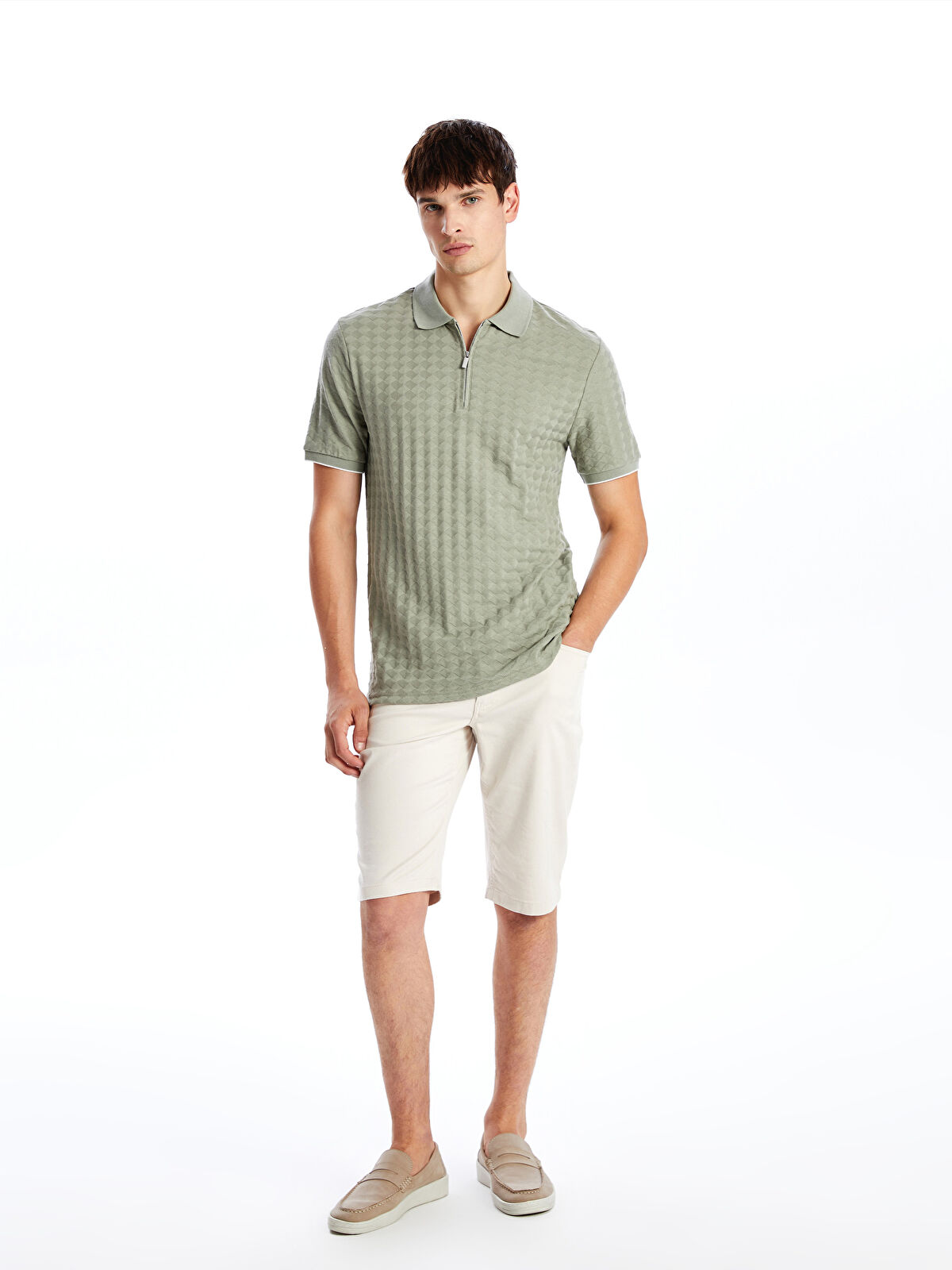 SOUTHBLUE Polo Neck Short Sleeve Men's Textured T-Shirt
