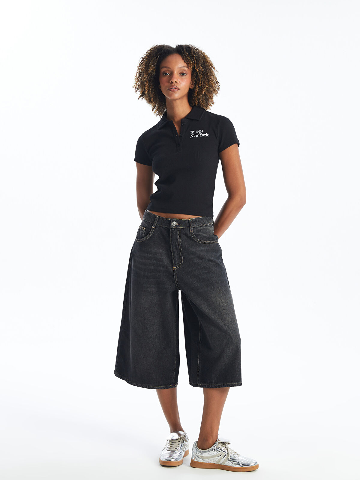 みい XSIDE Antrasit Rahat Kalıp Kadın Jean Kapri - S4MM06Z8-YJB | LCW