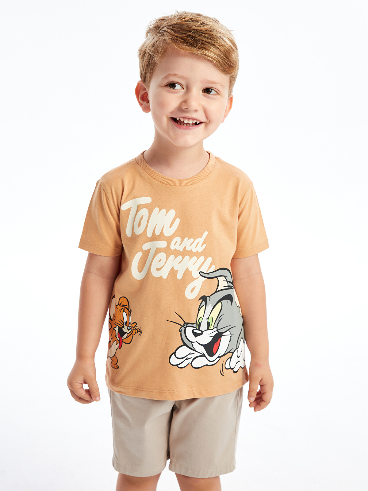 kenページ LCW Kids Bej Bisiklet Yaka Kısa Kollu Tom ve Jerry Baskılı Erkek