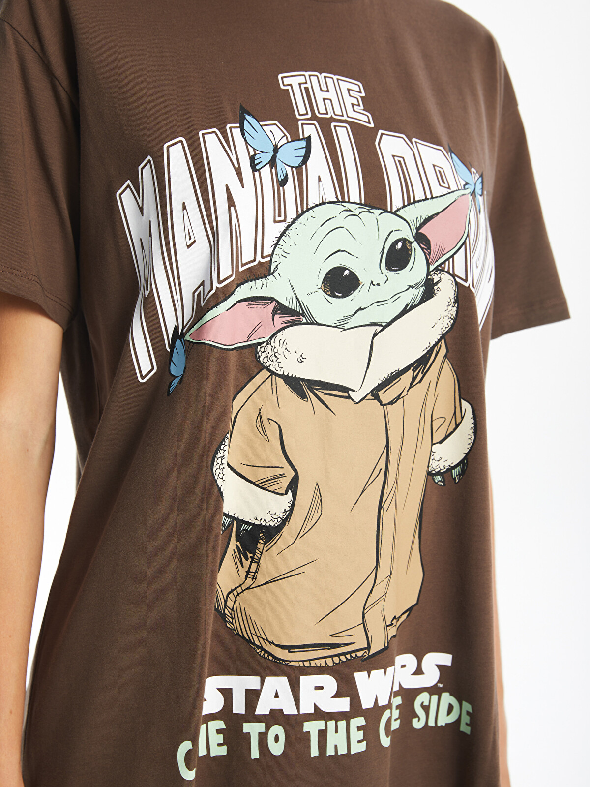 XSIDE Kahverengi Bisiklet Yaka The Mandalorian Baskılı Kısa Kollu