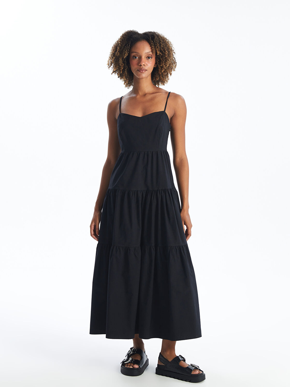 XSIDE Siyah Kalp Yaka Düz Askılı Kadın Elbise - S4N414Z8-CVL | LCW