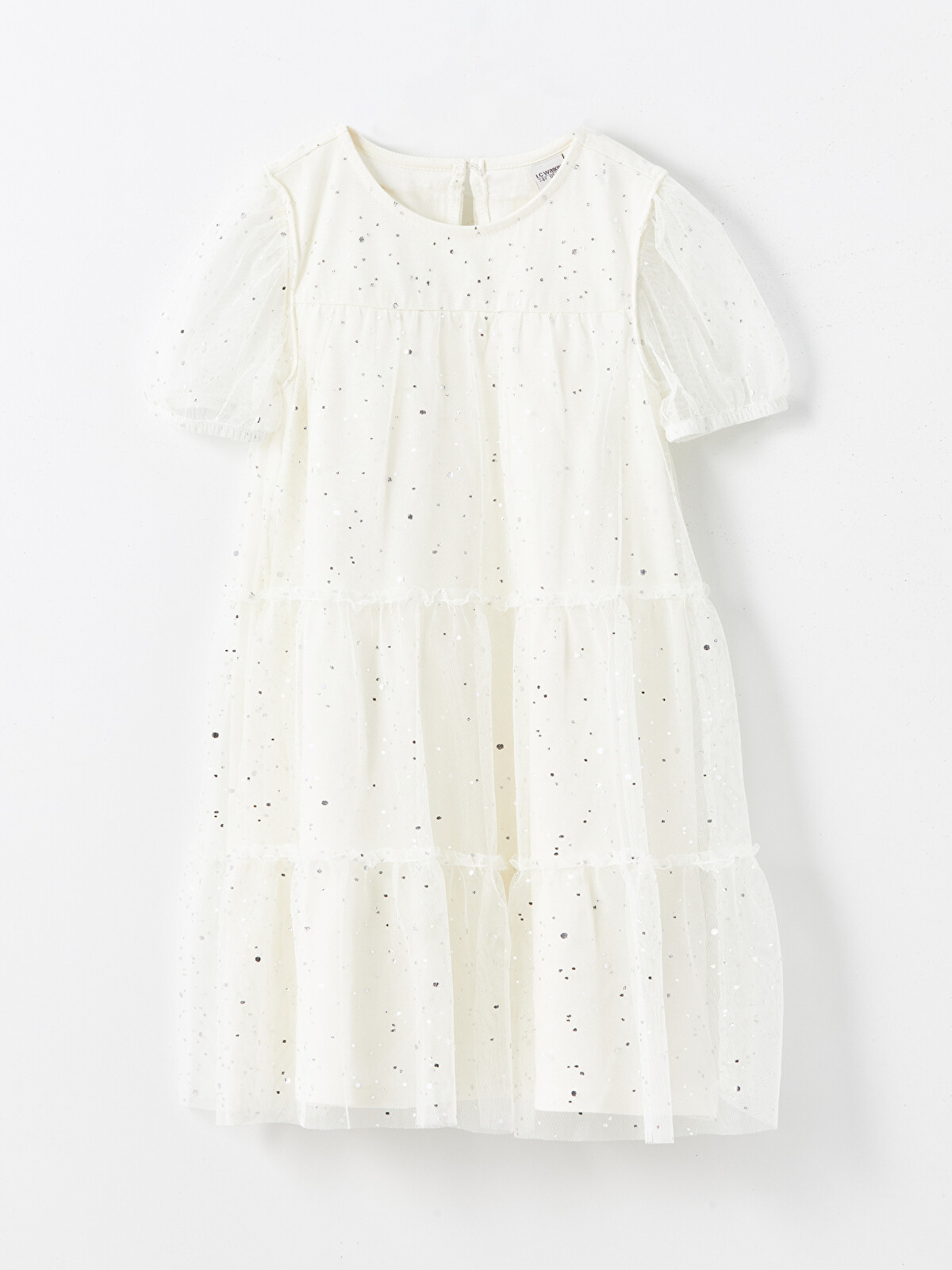 LCW Kids Bisiklet Yaka Işıltılı Kız Çocuk Elbise - S4N561Z4-LRA