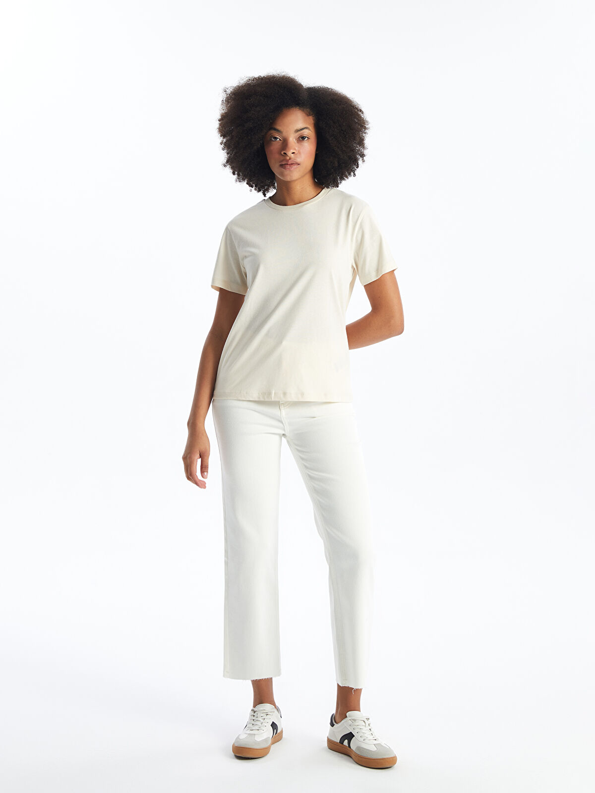 XSIDE Crew Neck Plain Short Sleeve Women's T-Shirt -S4NC18Z8