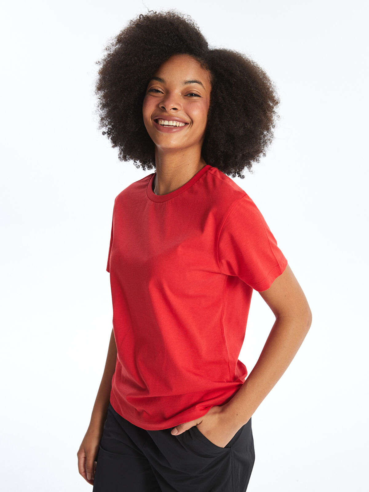 レベッカ　SP XSIDE Crew Neck Plain Short Sleeve Women's T-Shirt -S4NC18Z8