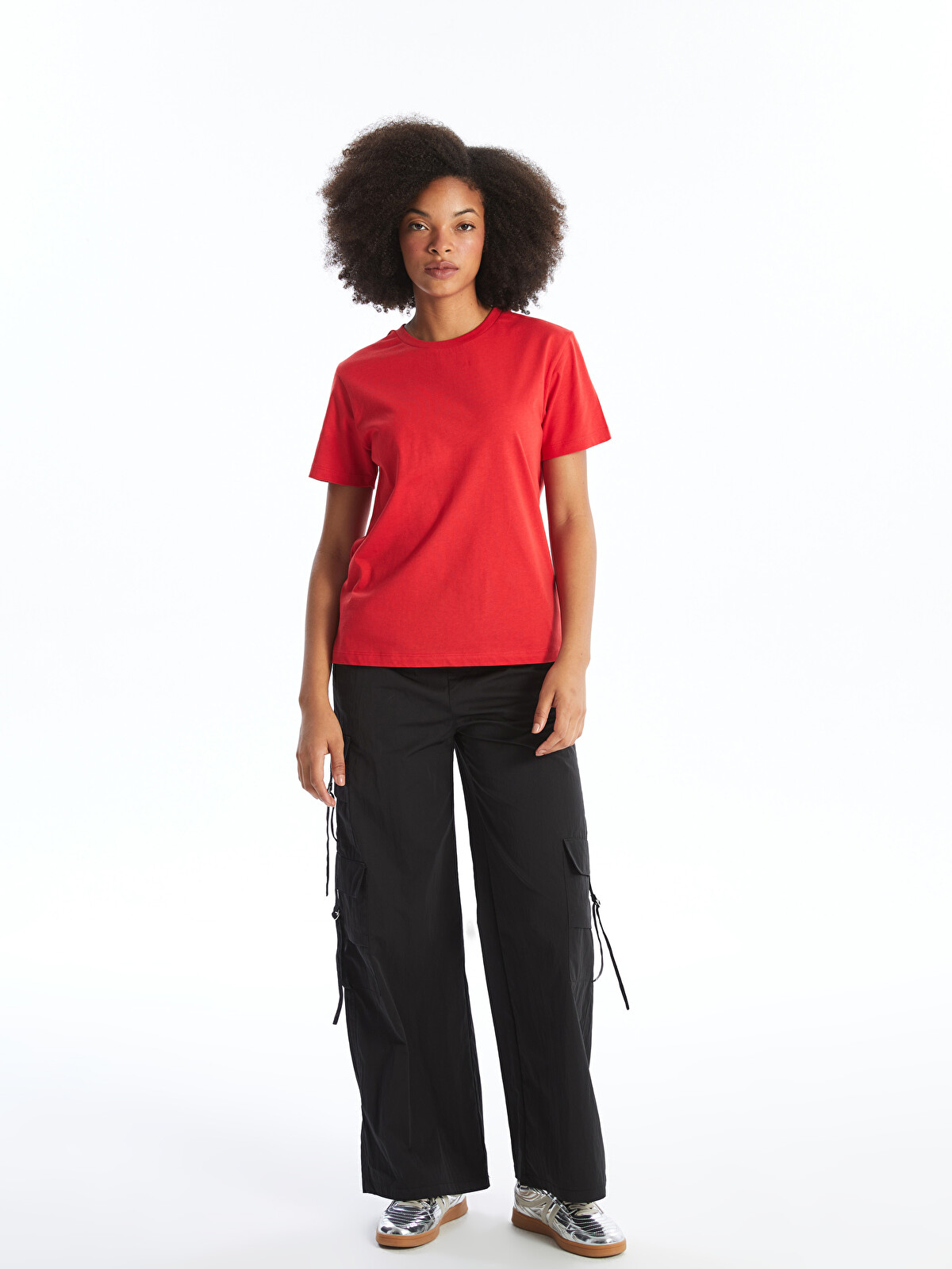 XSIDE Crew Neck Plain Short Sleeve Women's T-shirt - S4NC18Z8-H0P