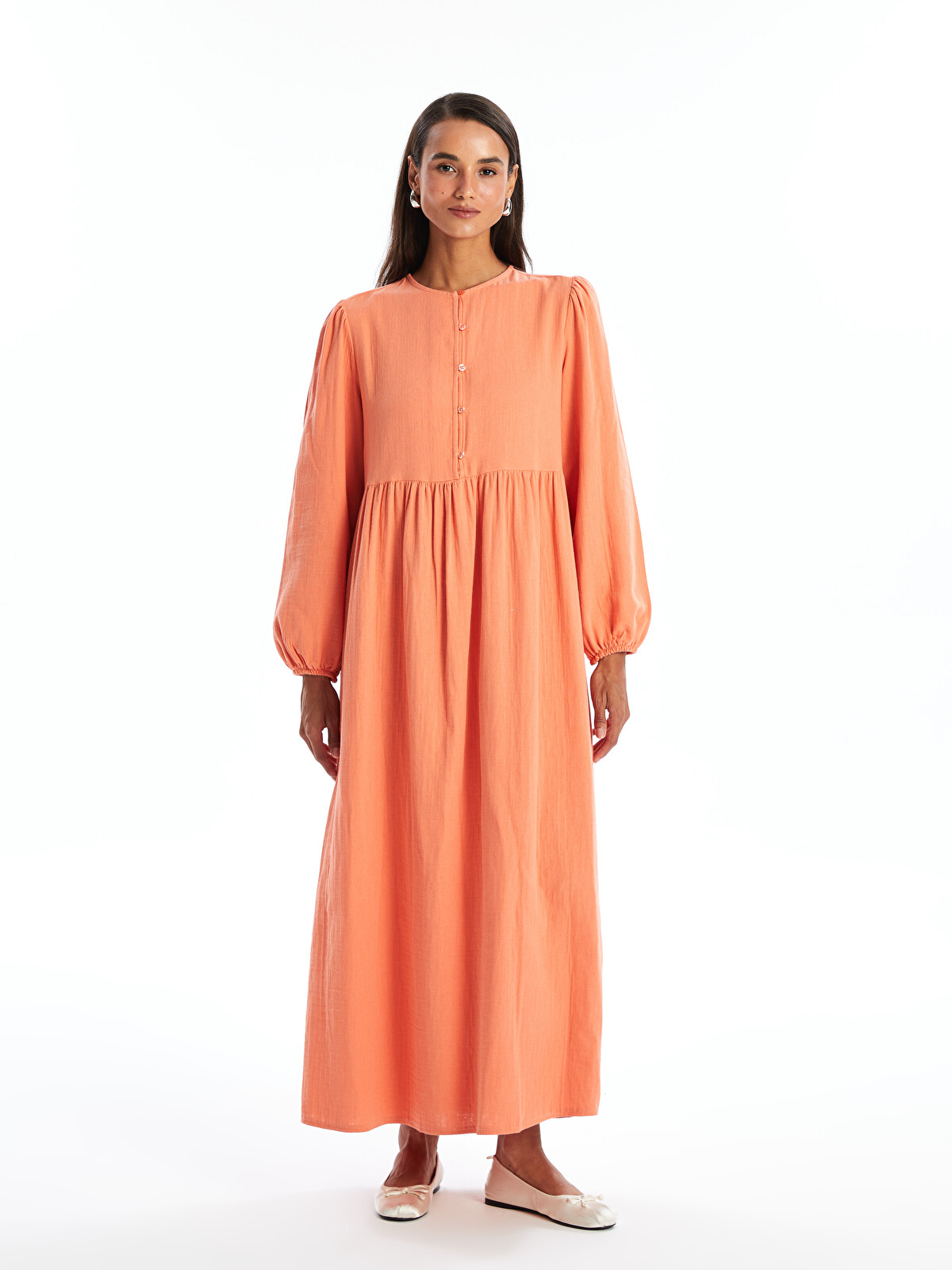 ウェア Lecce L/S  05/06 No.8 Dalla Bona LCW Modest Bisiklet Yaka Düz Uzun Kollu Kadın Elbise - S4NE65Z8