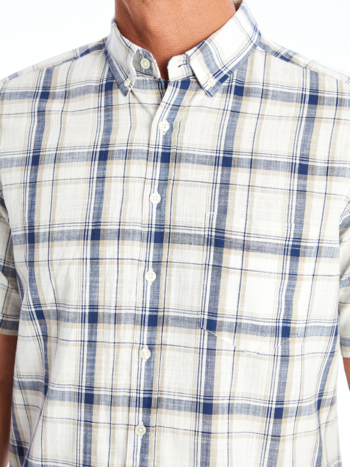 LCWAIKIKI Classic Regular Fit Short Sleeve Plaid Poplin