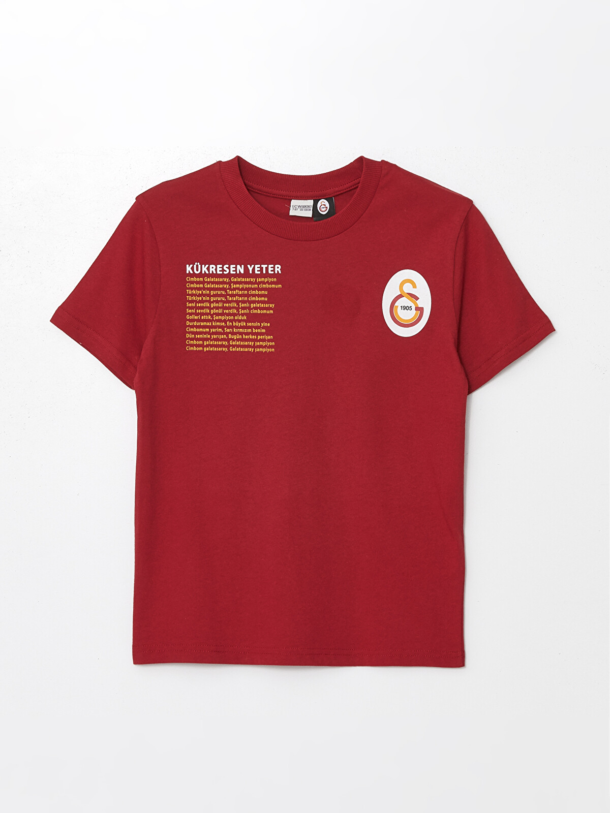 LCW Kids Kırmızı Bisiklet Yaka Galatasaray Baskılı Kısa Kollu