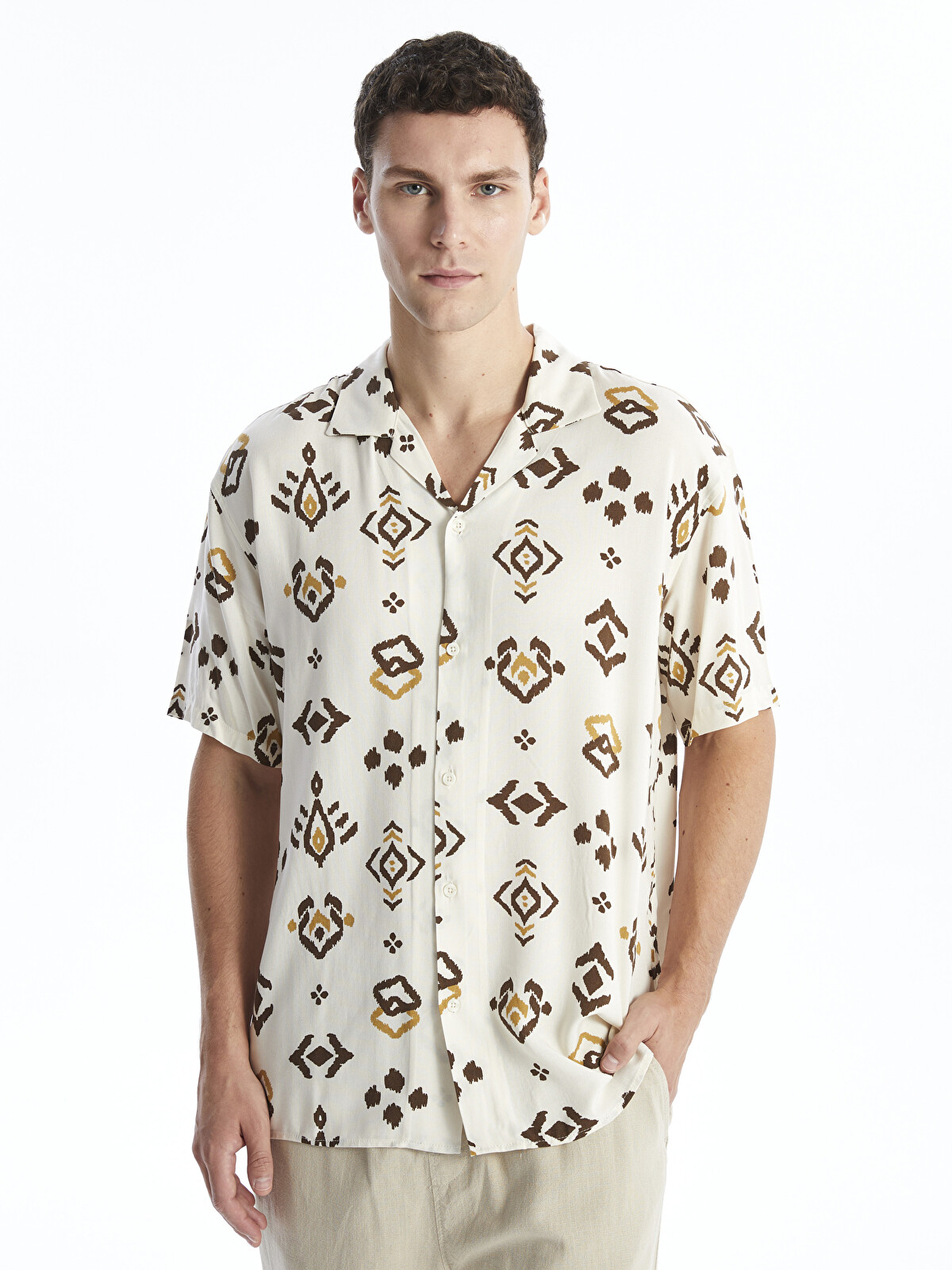 ト*ワ様 40s 50s souvenir shirt スカシャツ 2tone XSIDE Regular Fit Short Sleeve Patterned Viscose Men's Shirt