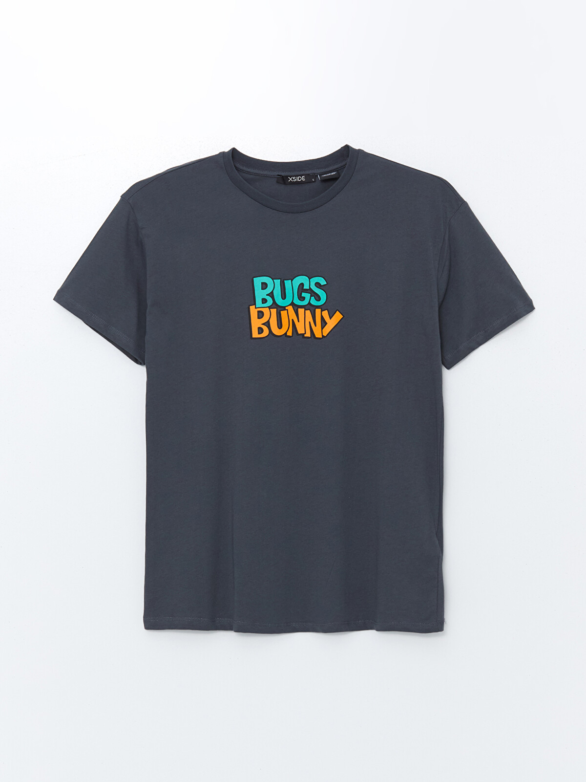 XSIDE Antrasit Bisiklet Yaka Bugs Bunny Baskılı Kadın Tişört