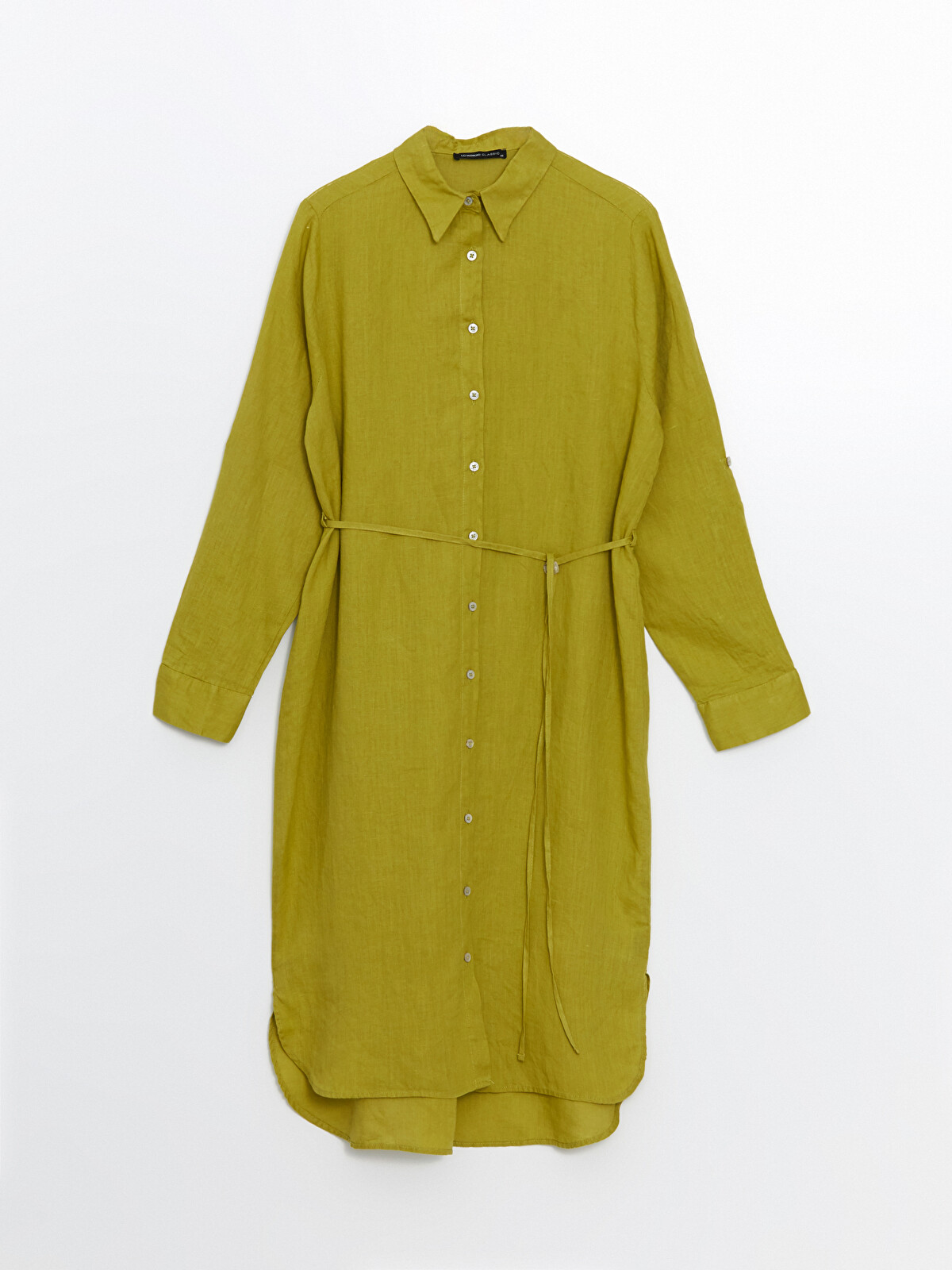 LCWAIKIKI Classic Yeşil Oversize %100 Keten Kadın Gömlek Tunik