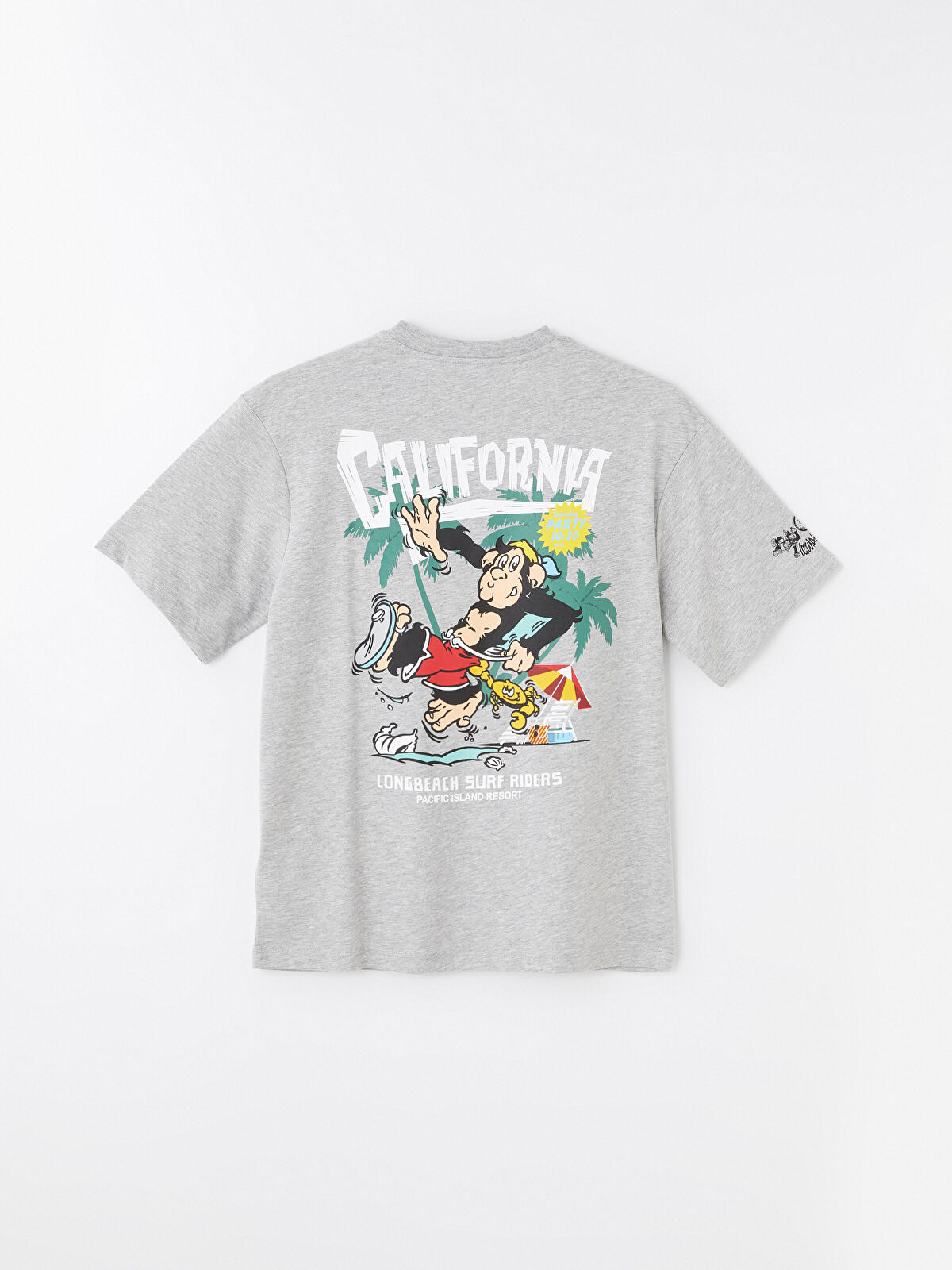XSIDE Crew Neck Short Sleeve Nostalgic Monkey Printed Jersey