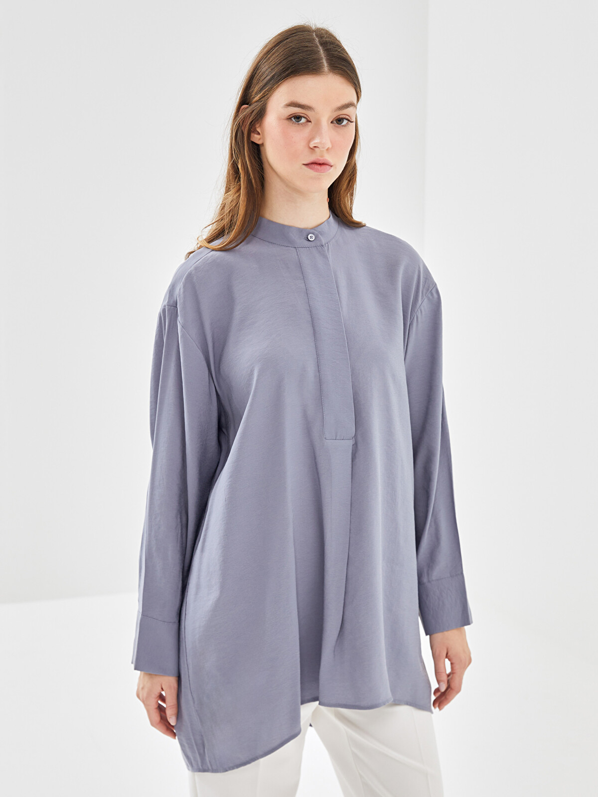 LCW Modest Antrasit Hakim Yaka Oversize Kadın Tunik - S4OK52Z8-CZM