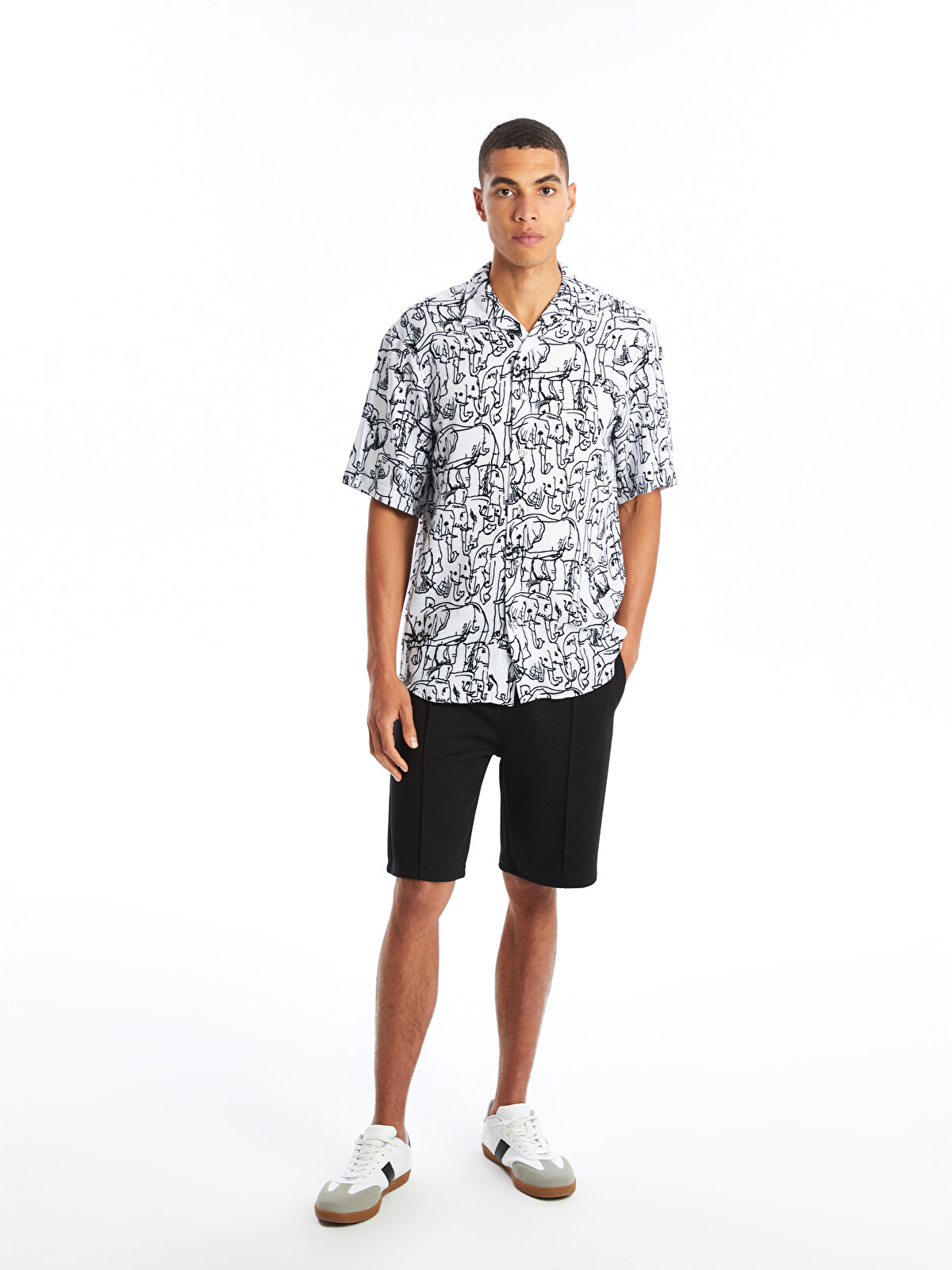 XSIDE Slim Fit Short Sleeve Patterned Men's Shirt -S4OL88Z8