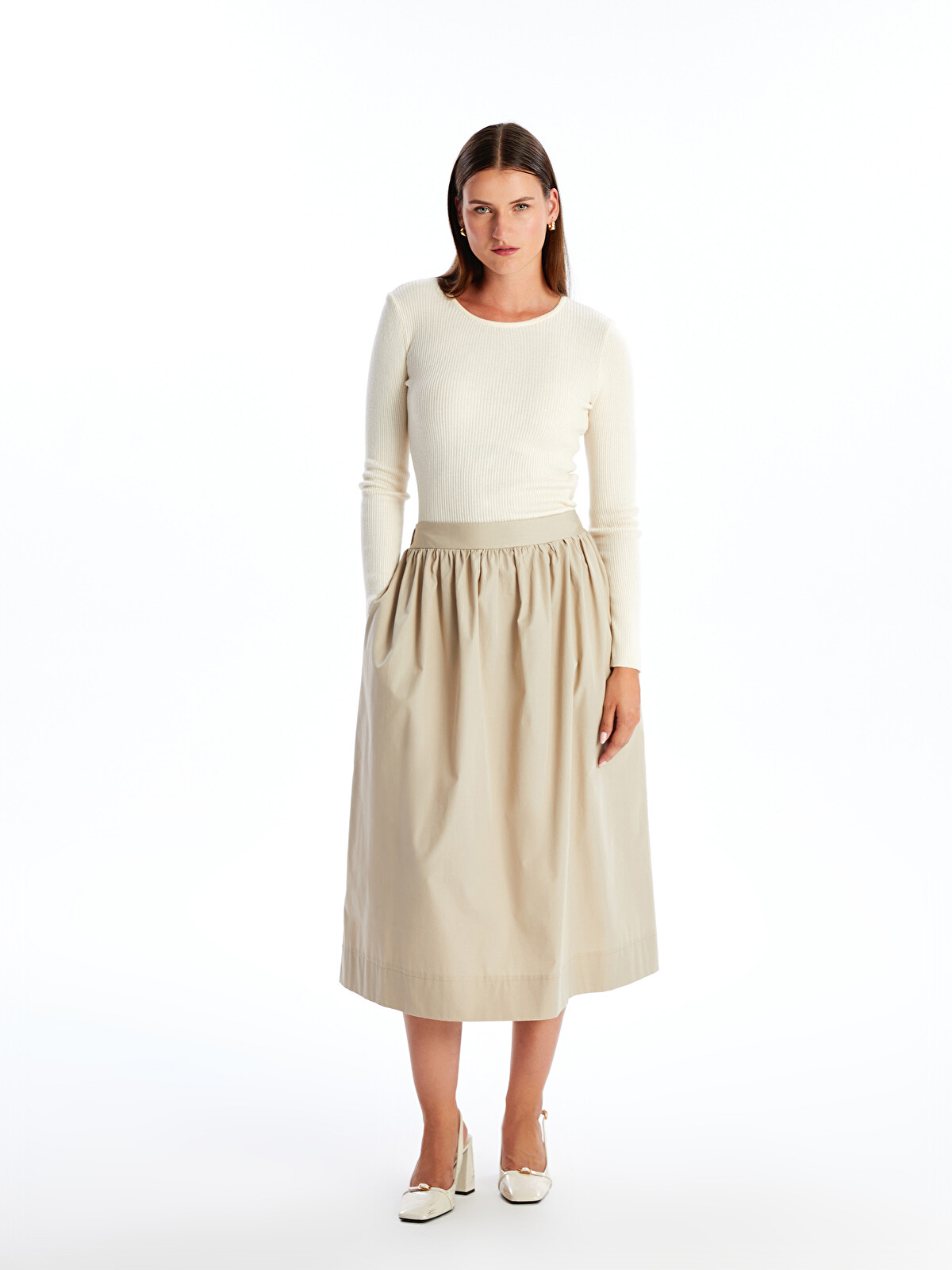 LCWAIKIKI Classic Elasticated Waist Poplin Women's Skirt