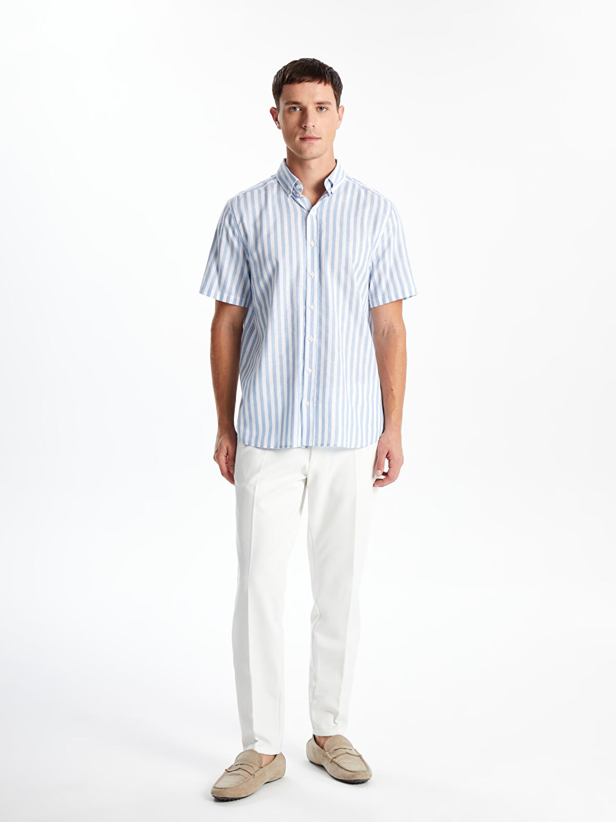 SOUTHBLUE Regular Fit Short Sleeve Striped Poplin Men's